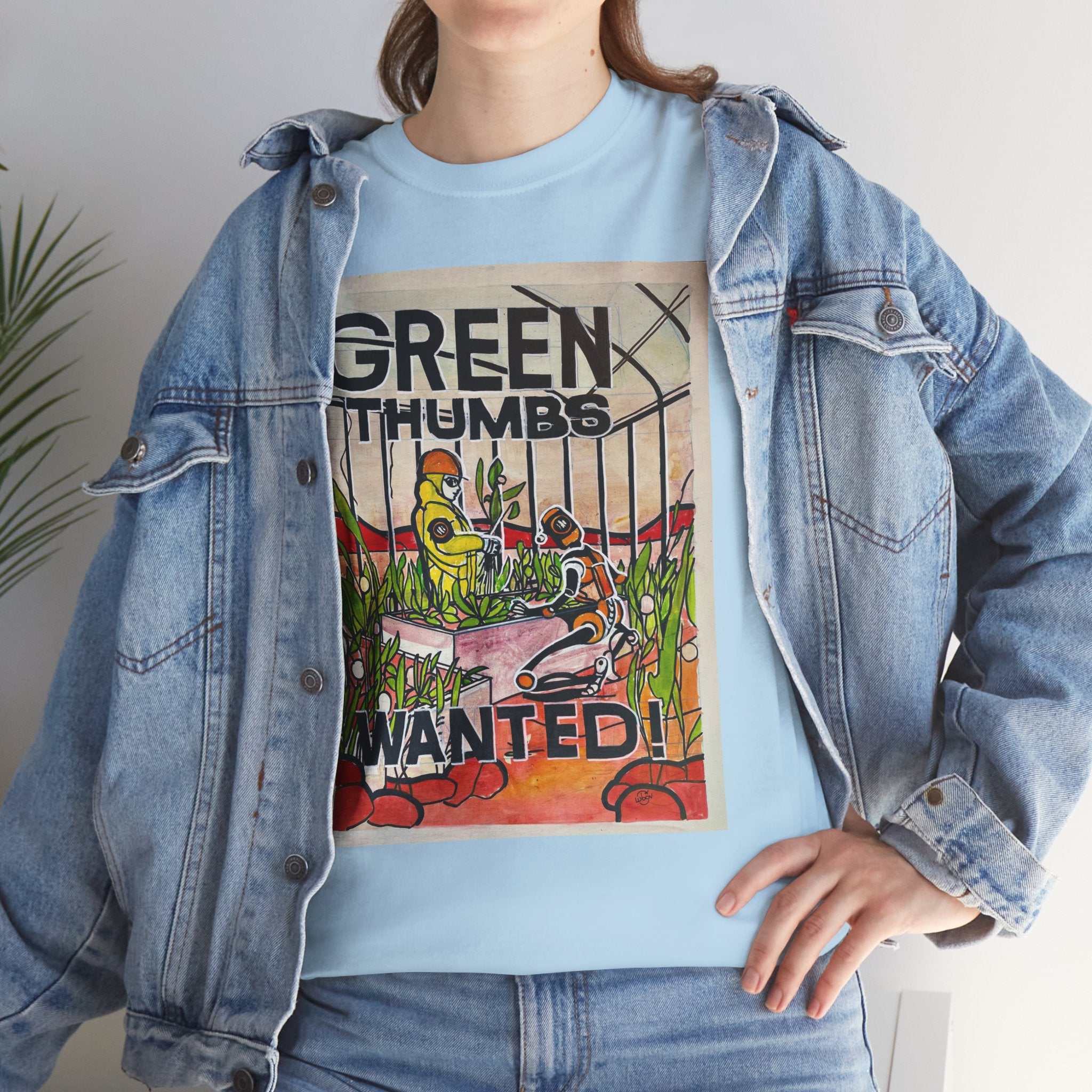 Martian Green Thumbs Unisex Heavy Cotton Tee