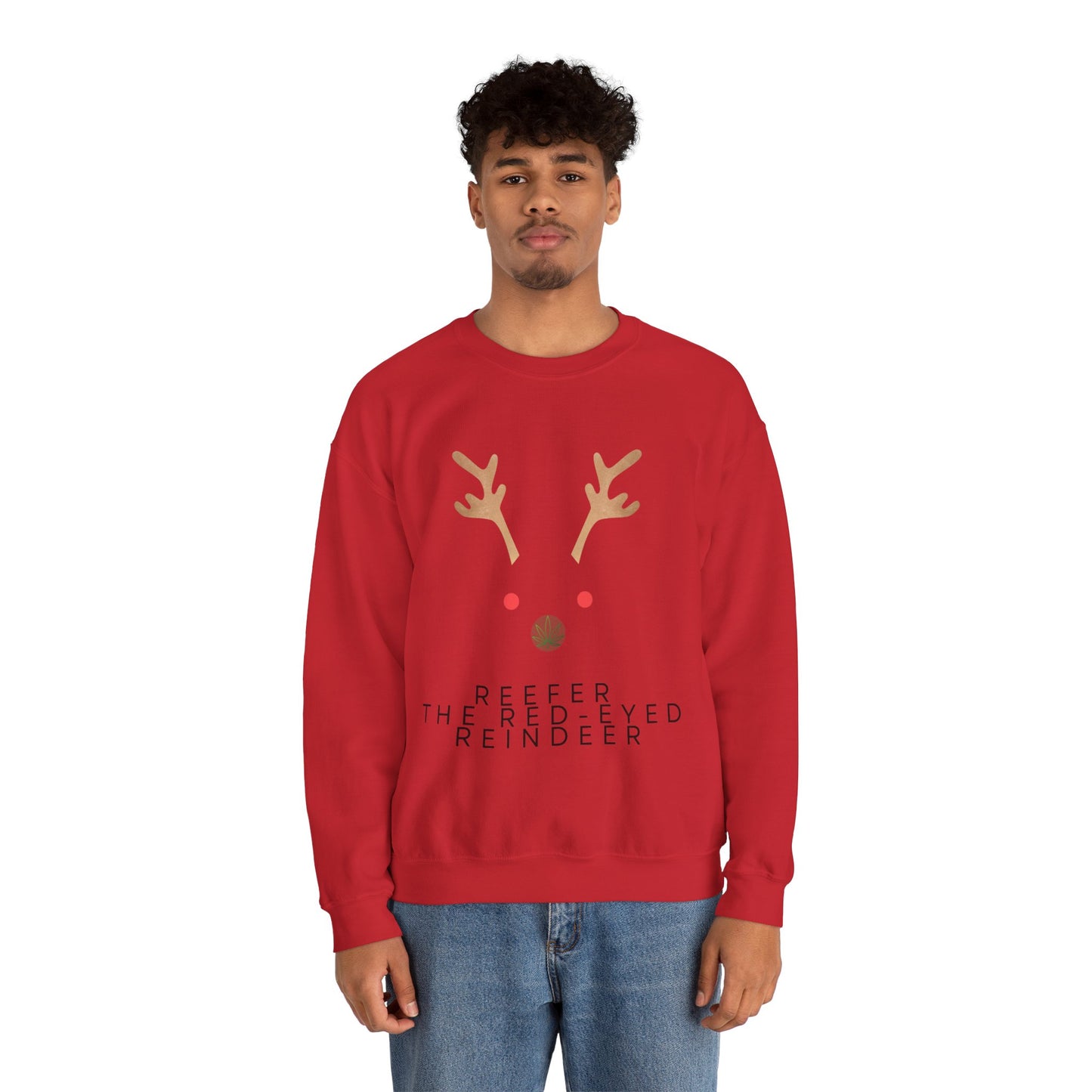 Red Eyed Reindeer Unisex Heavy Blend Crewneck Sweatshirt