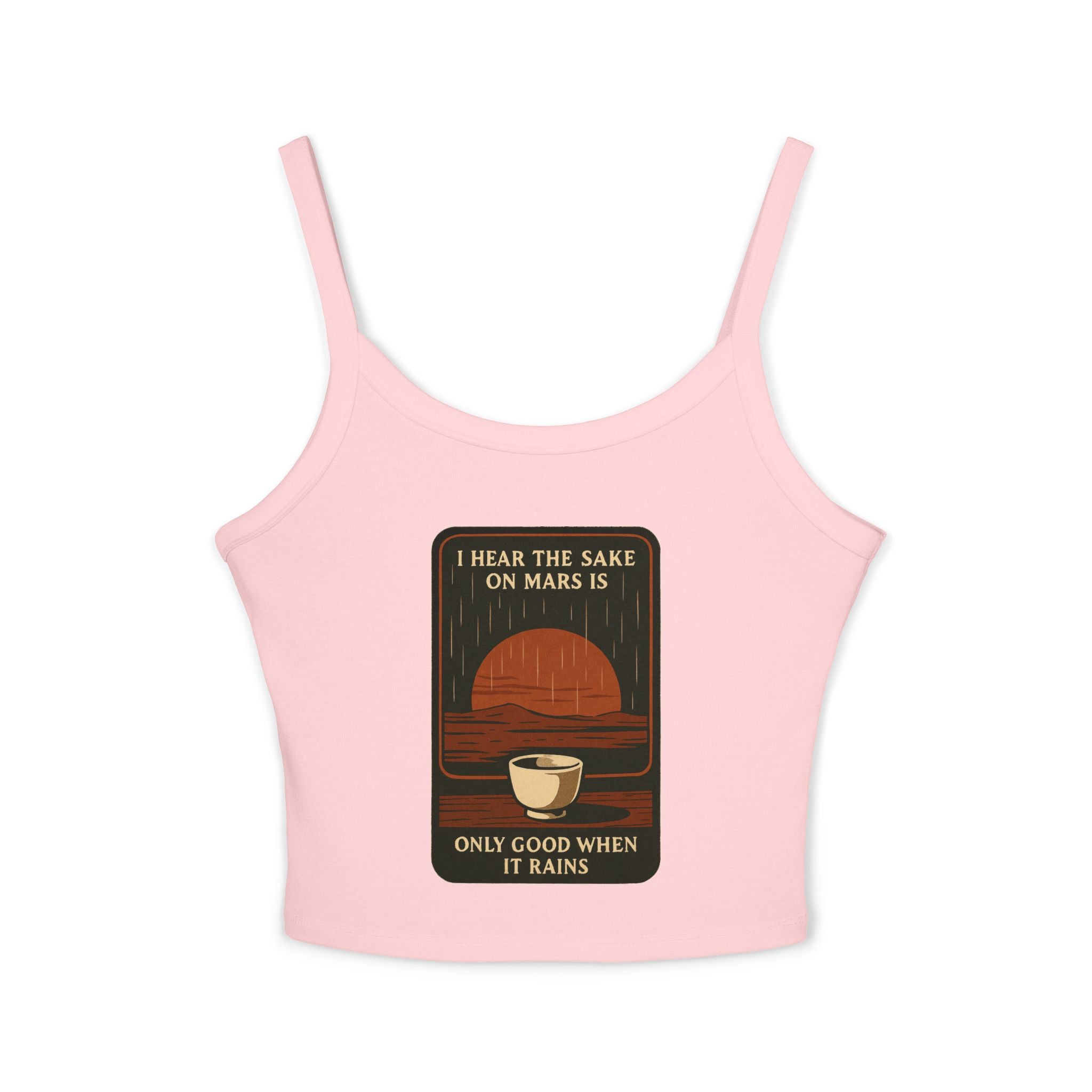Sake on Mars Crop Tank — Retro Tea Cup Graphic