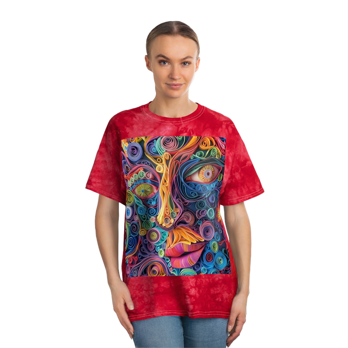 Paper Face Tie-Dye Tee, Crystal