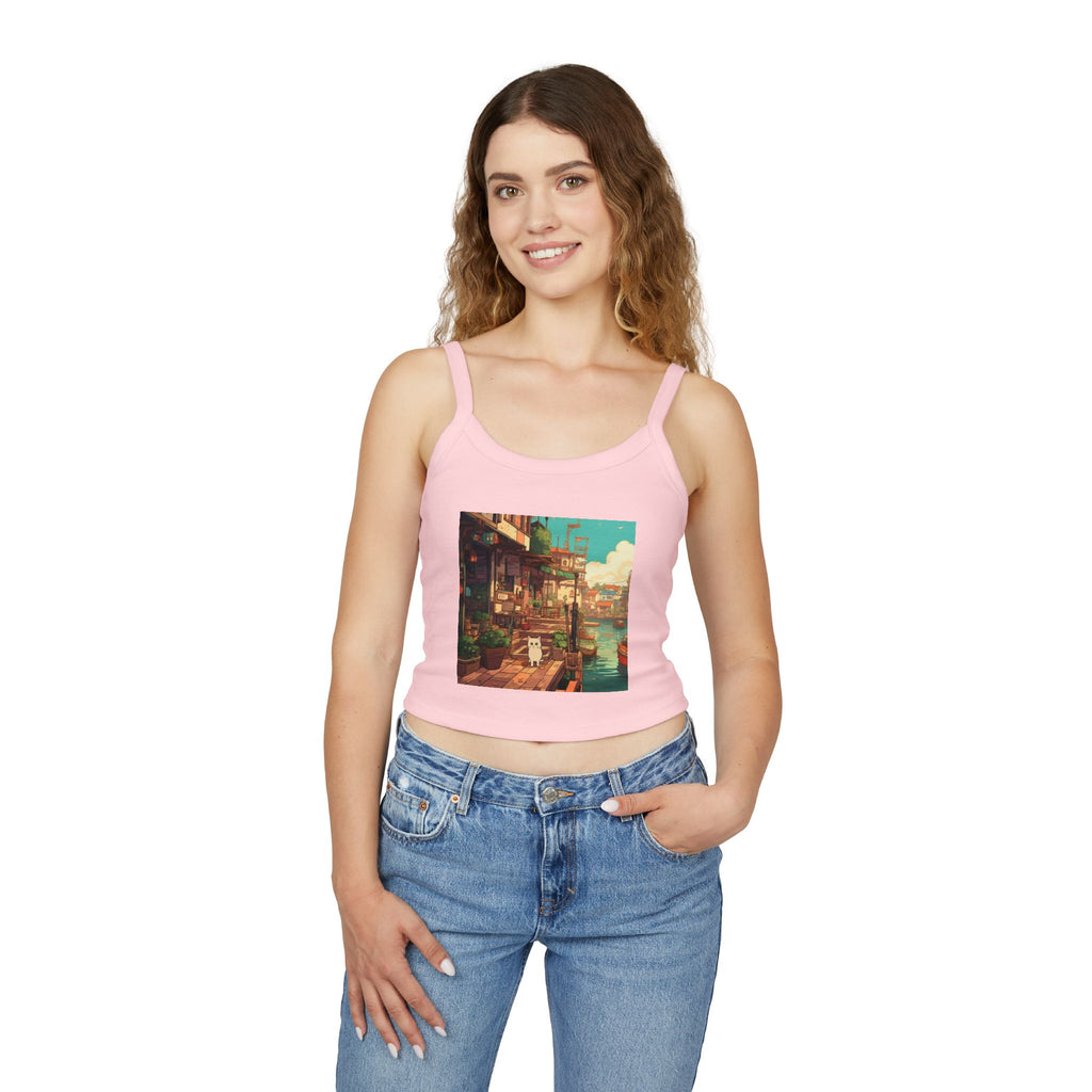 Studio Ghibli Style Cat Women's Spaghetti Strap Tank Top