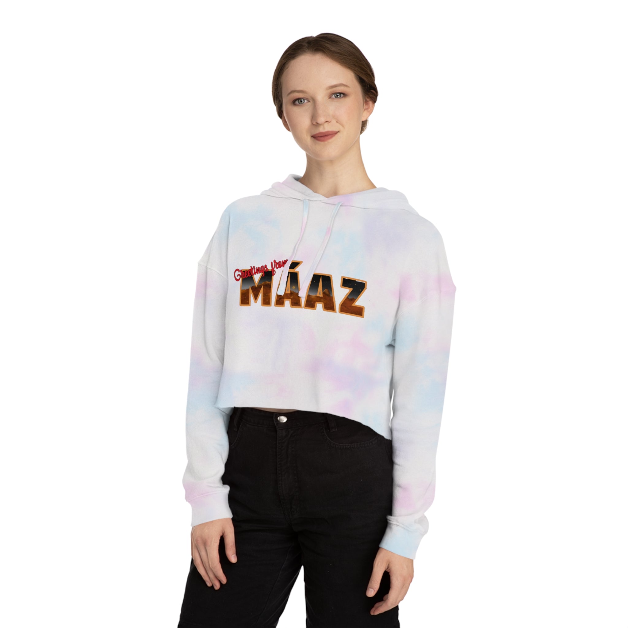 Mars Needs You Stylish Women’s Cropped Hooded Sweatshirt - 'Greetings From Maaz' & 'Mars Needs You' Design