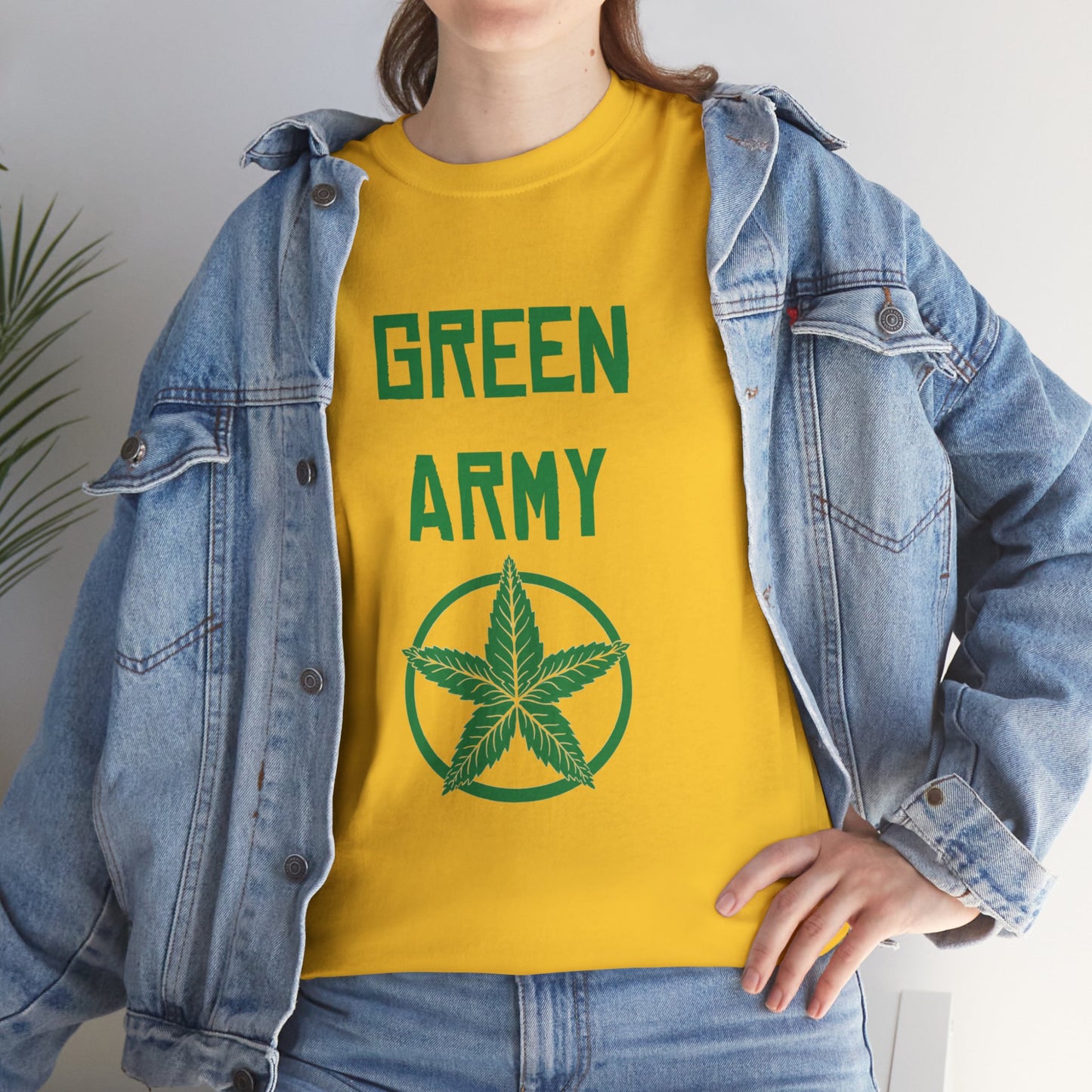 Green Army Star Leaf Unisex Heavy Cotton Tee
