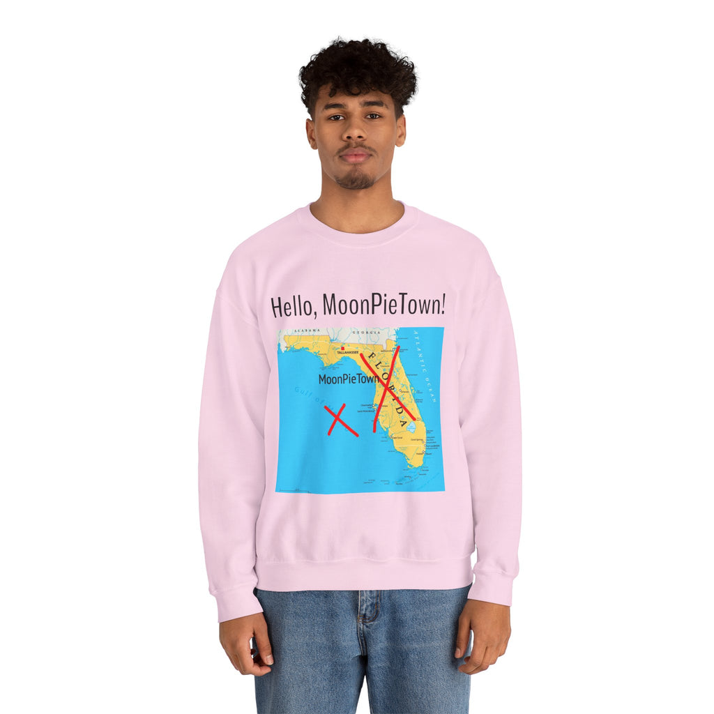 Hello MoonPieTown! Unisex Crewneck Sweatshirt - Cozy Casual Wear for Travel Lovers