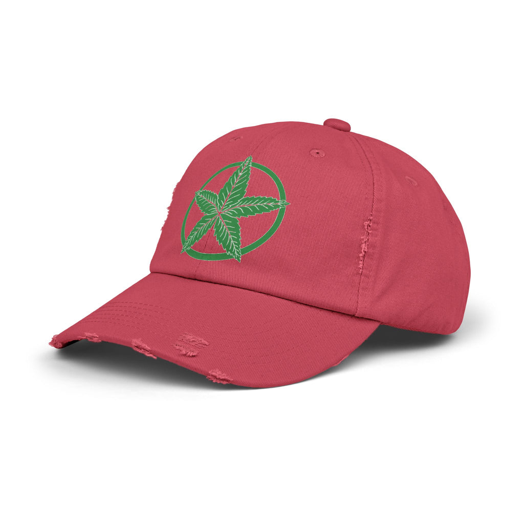 Green Army Leaf Unisex Distressed Cap