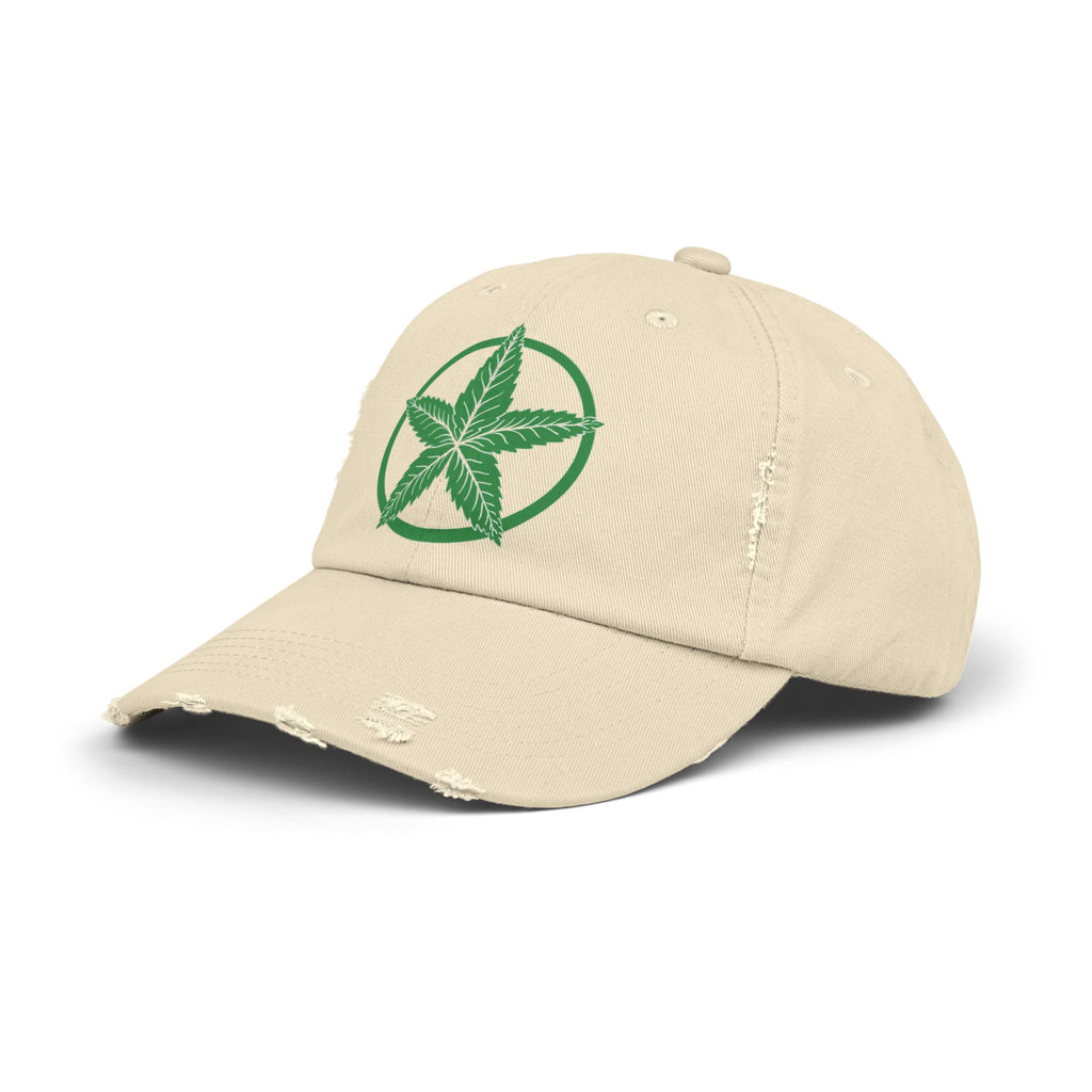Green Army Leaf Unisex Distressed Cap