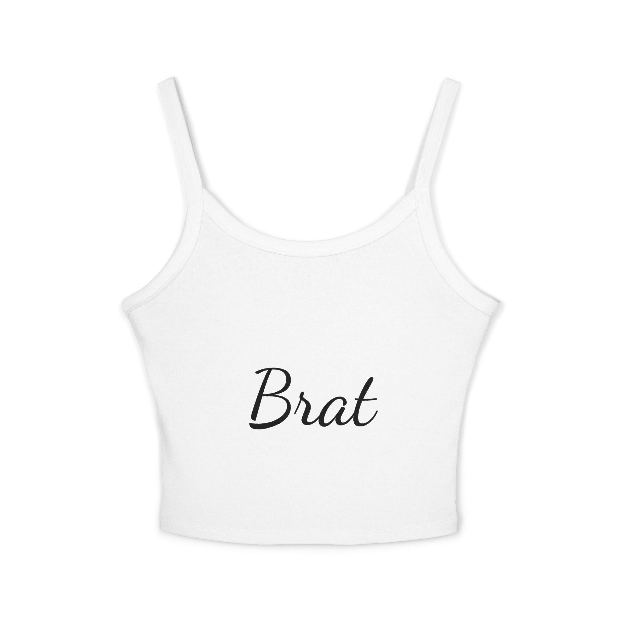 Trendy Women's Spaghetti Strap Tank Top - 'Brat' Design for Casual Vibes - XCX