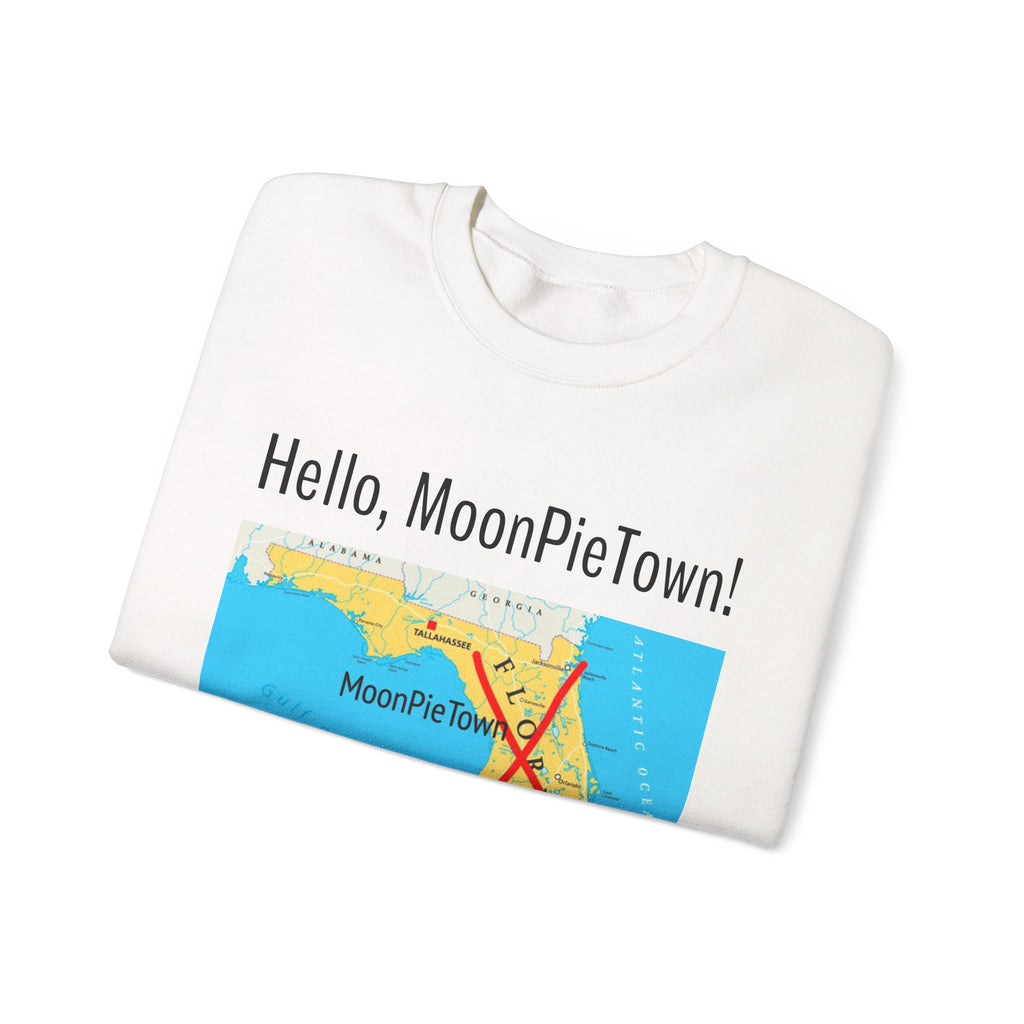 Hello MoonPieTown! Unisex Crewneck Sweatshirt - Cozy Casual Wear for Travel Lovers