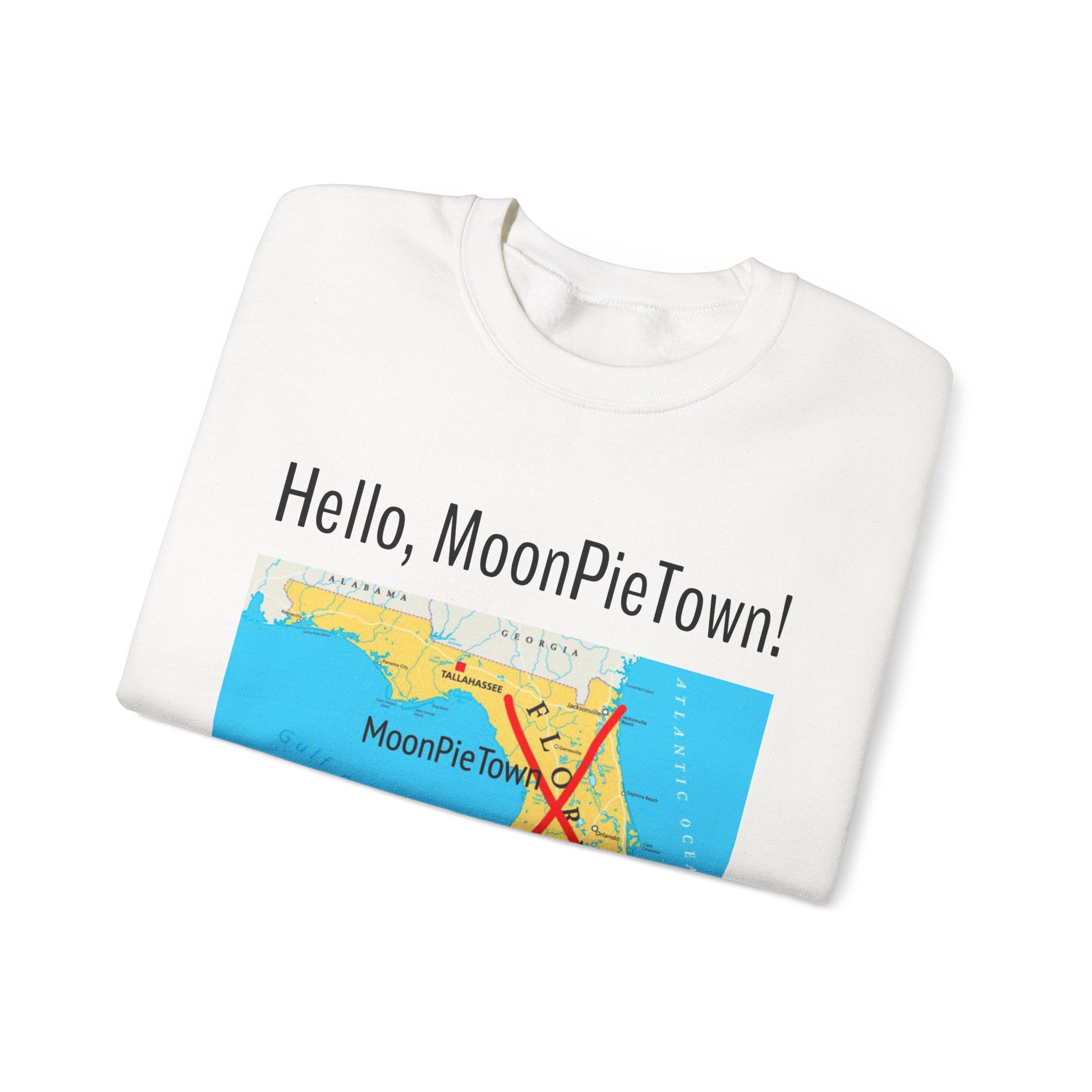 Hello MoonPieTown! Unisex Crewneck Sweatshirt - Cozy Casual Wear for Travel Lovers