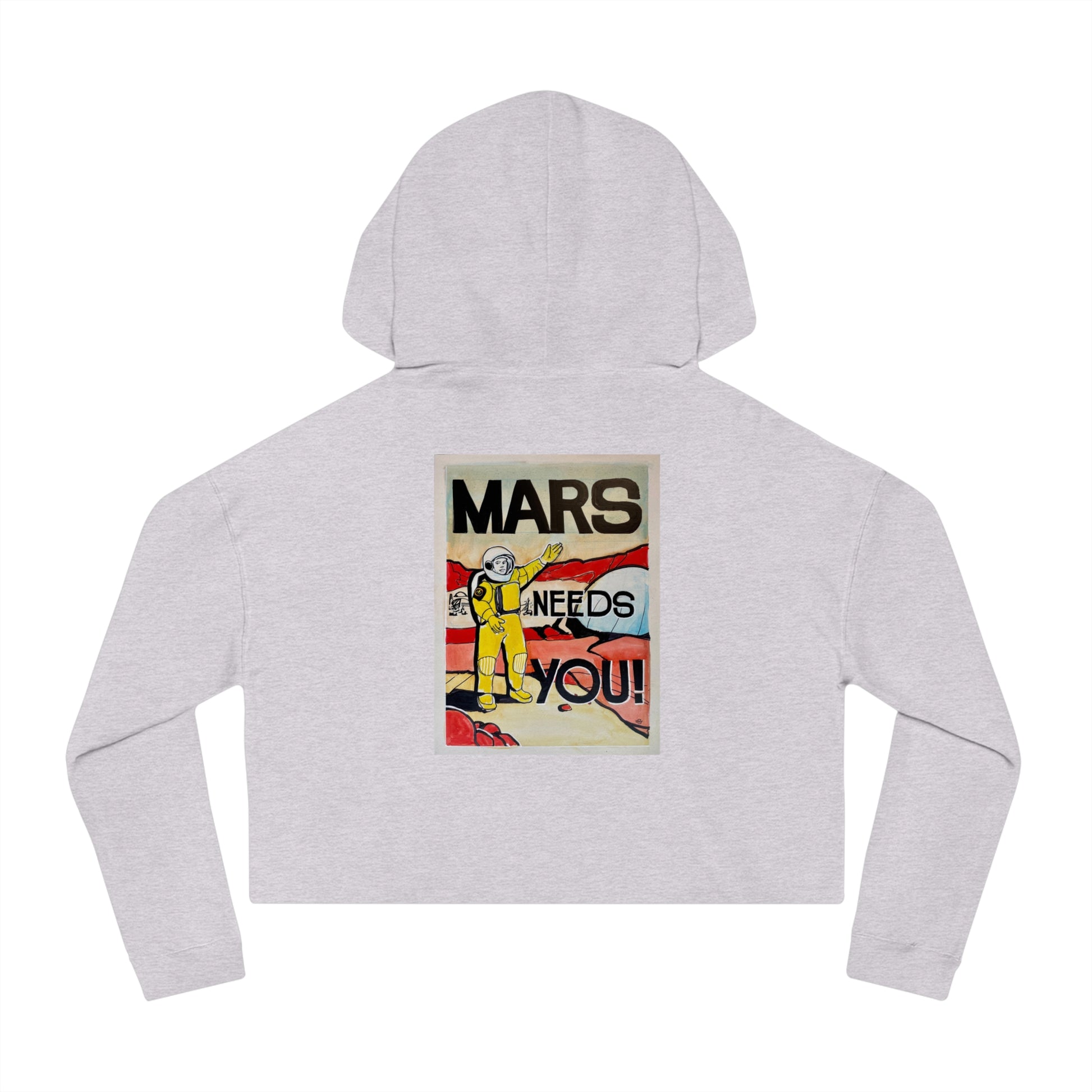Mars Needs You Stylish Women’s Cropped Hooded Sweatshirt - 'Greetings From Maaz' & 'Mars Needs You' Design