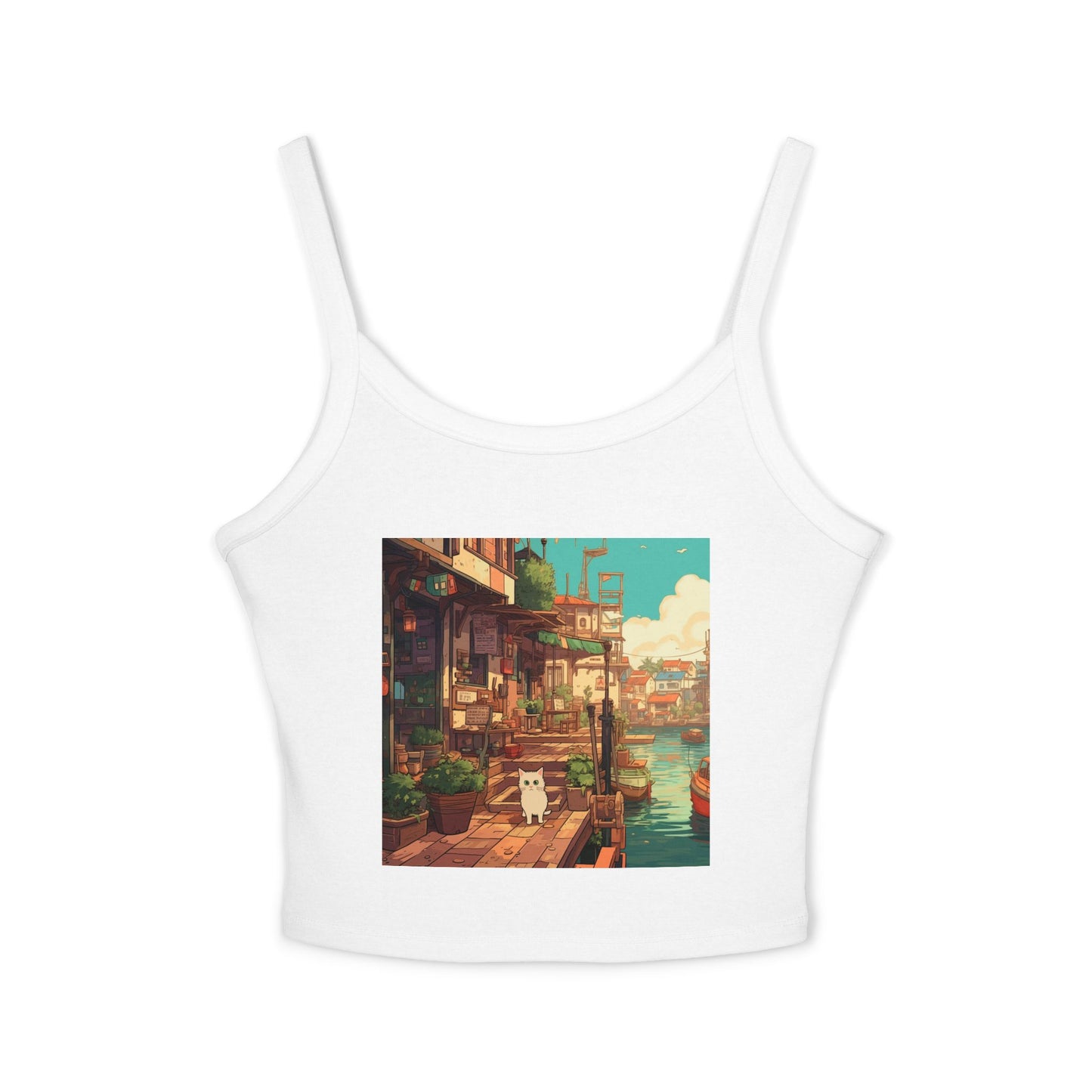 Studio Ghibli Style Cat Women's Spaghetti Strap Tank Top