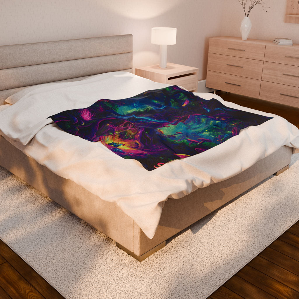Psychedelic Trees Velveteen Plush Blanket