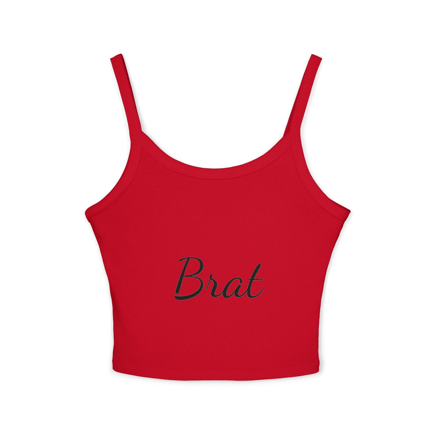 Trendy Women's Spaghetti Strap Tank Top - 'Brat' Design for Casual Vibes - XCX