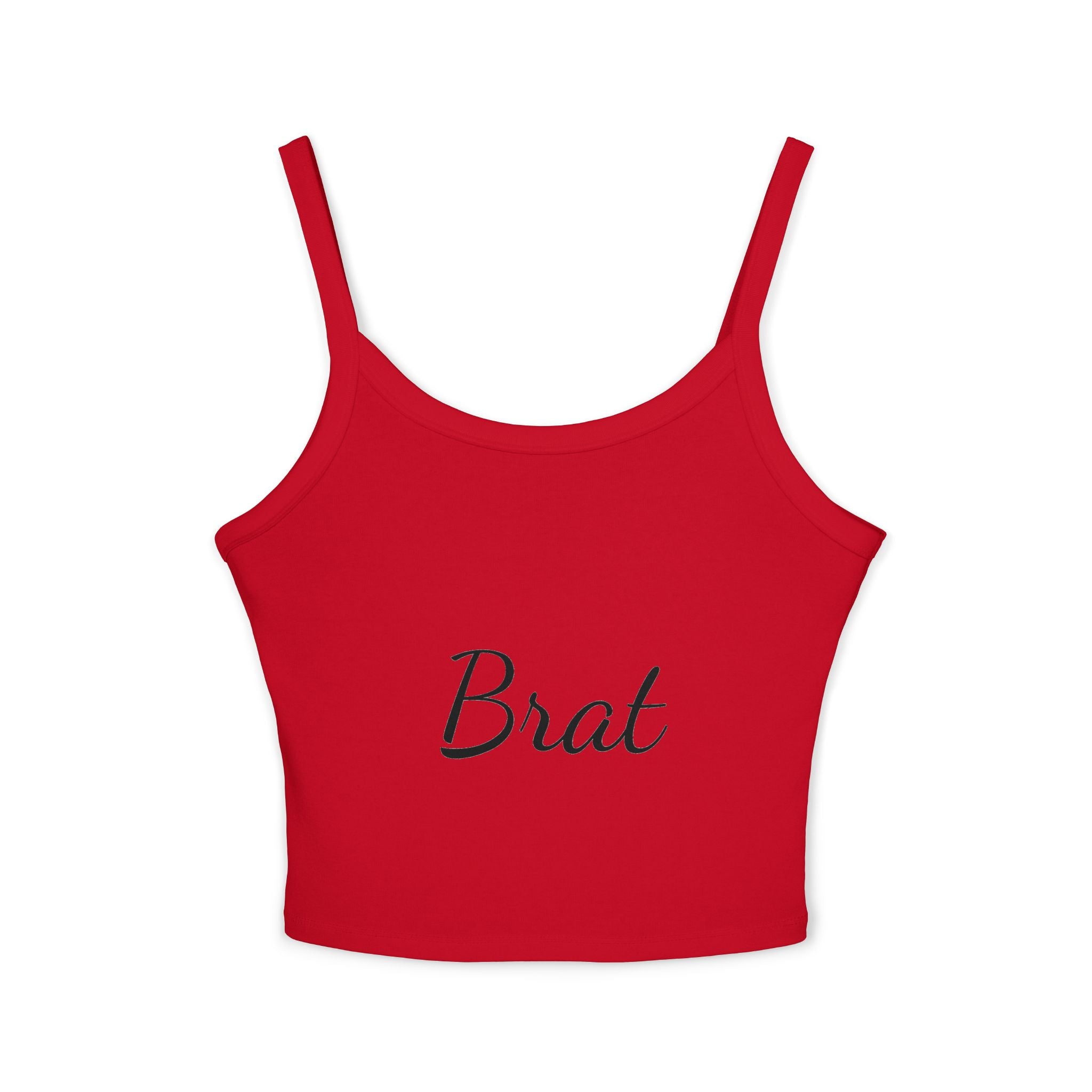 Trendy Women's Spaghetti Strap Tank Top - 'Brat' Design for Casual Vibes - XCX