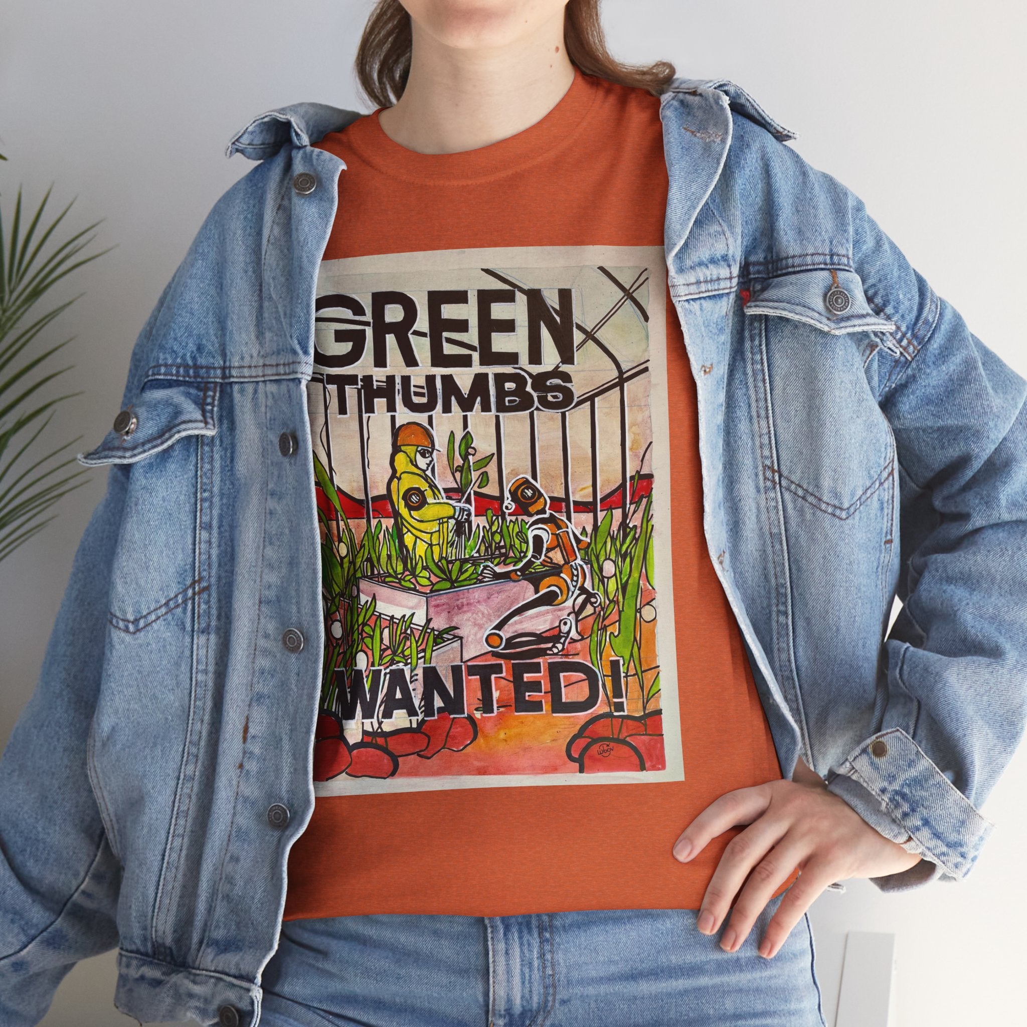 Martian Green Thumbs Unisex Heavy Cotton Tee