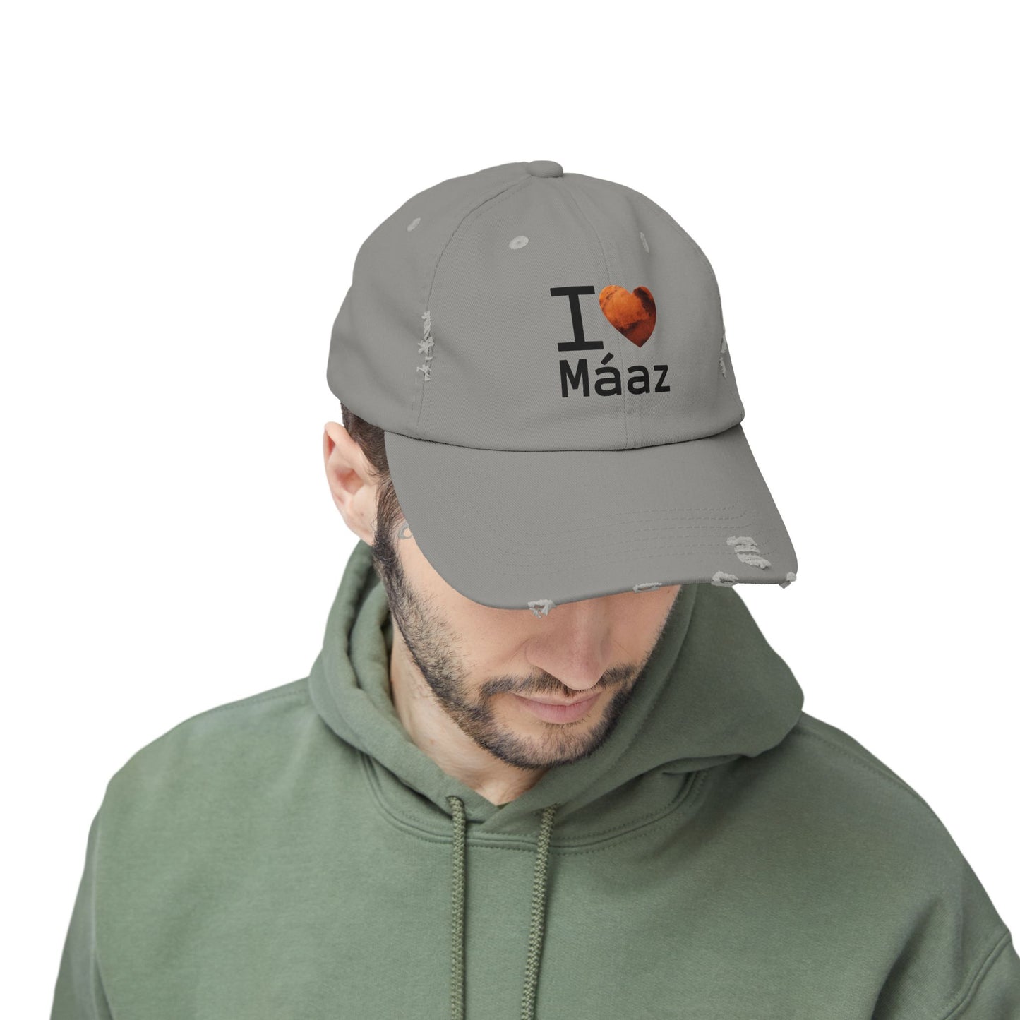 I Love Mars Unisex Distressed Cap