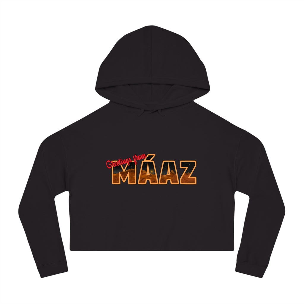 Mars Needs You Stylish Women’s Cropped Hooded Sweatshirt - 'Greetings From Maaz' & 'Mars Needs You' Design