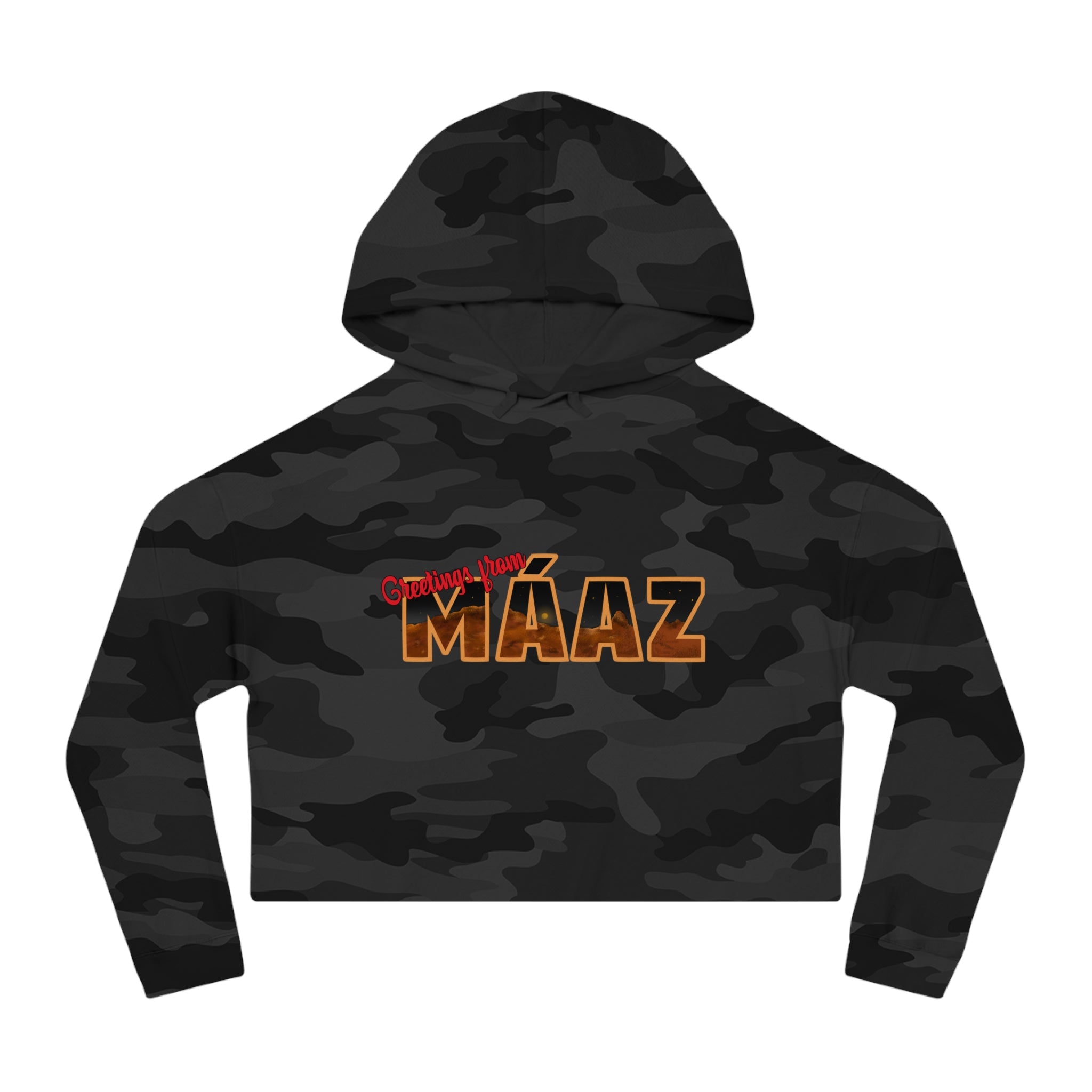 Mars Needs You Stylish Women’s Cropped Hooded Sweatshirt - 'Greetings From Maaz' & 'Mars Needs You' Design