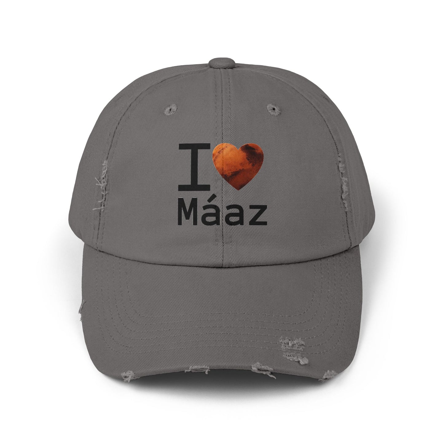 I Love Mars Unisex Distressed Cap