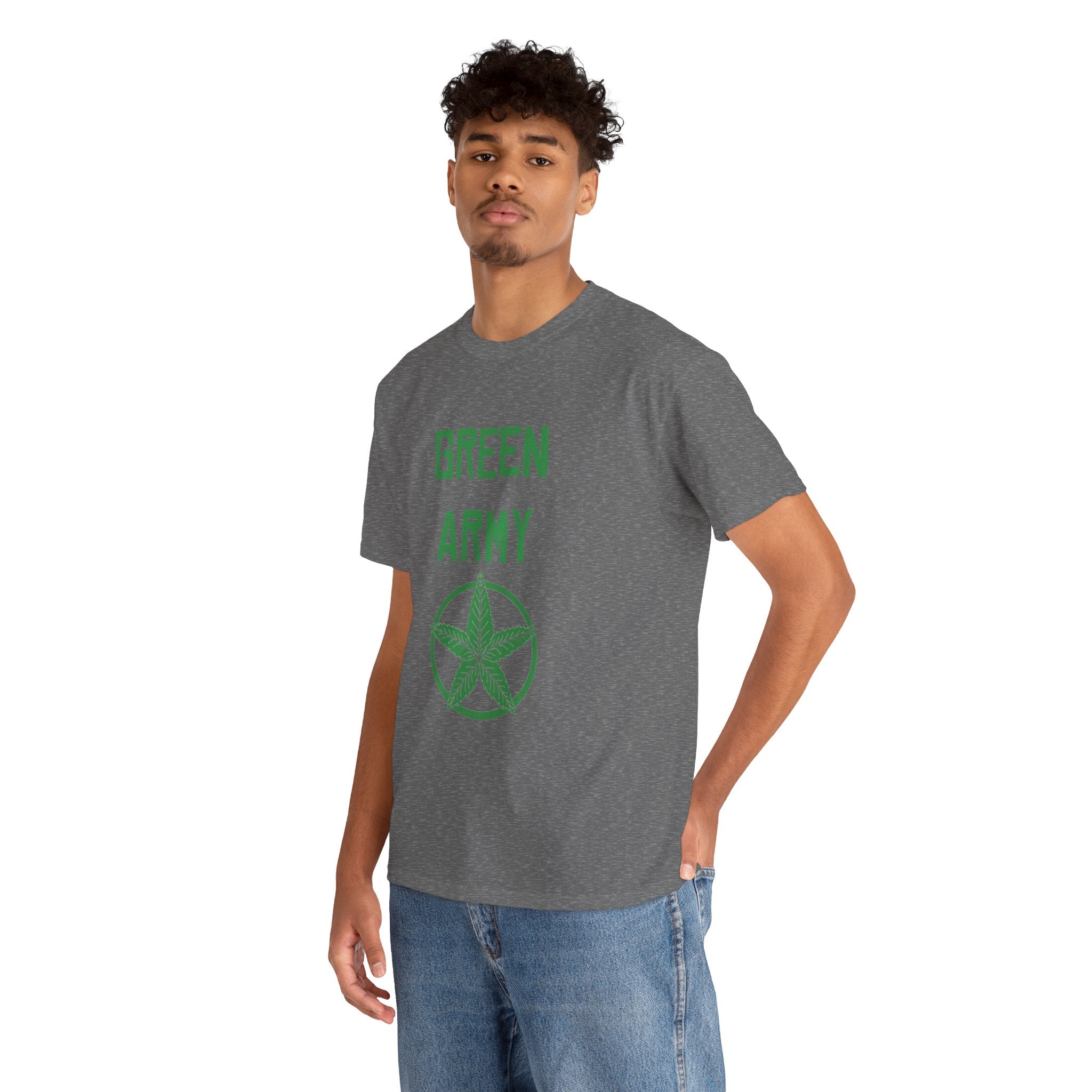 Green Army Star Leaf Unisex Heavy Cotton Tee