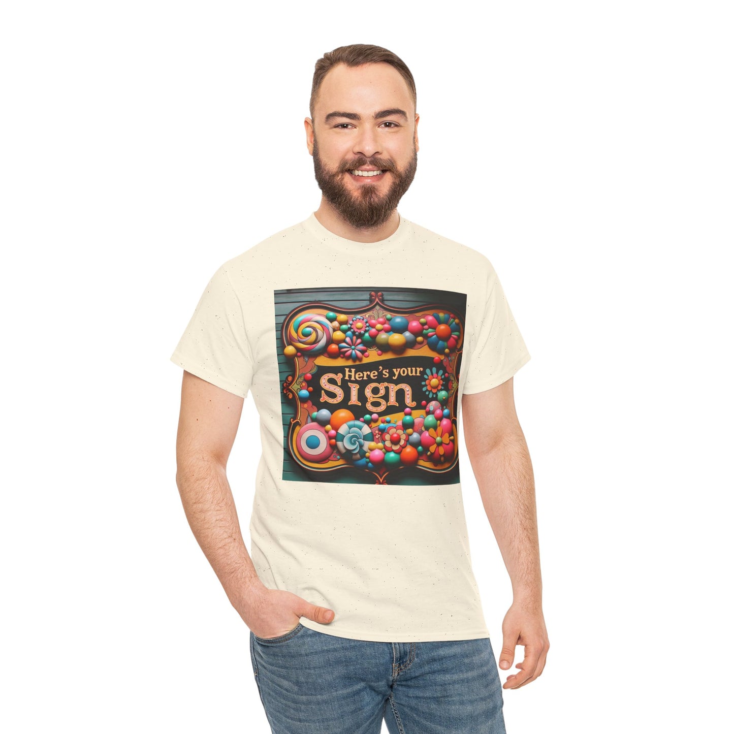 Here's Your Sign Unisex Heavy Cotton Tee - Fun and Colorful Graphic Tee for Everyday Wear