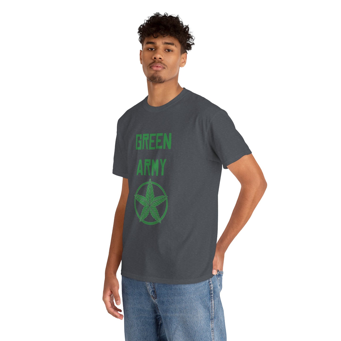 Green Army Star Leaf Unisex Heavy Cotton Tee