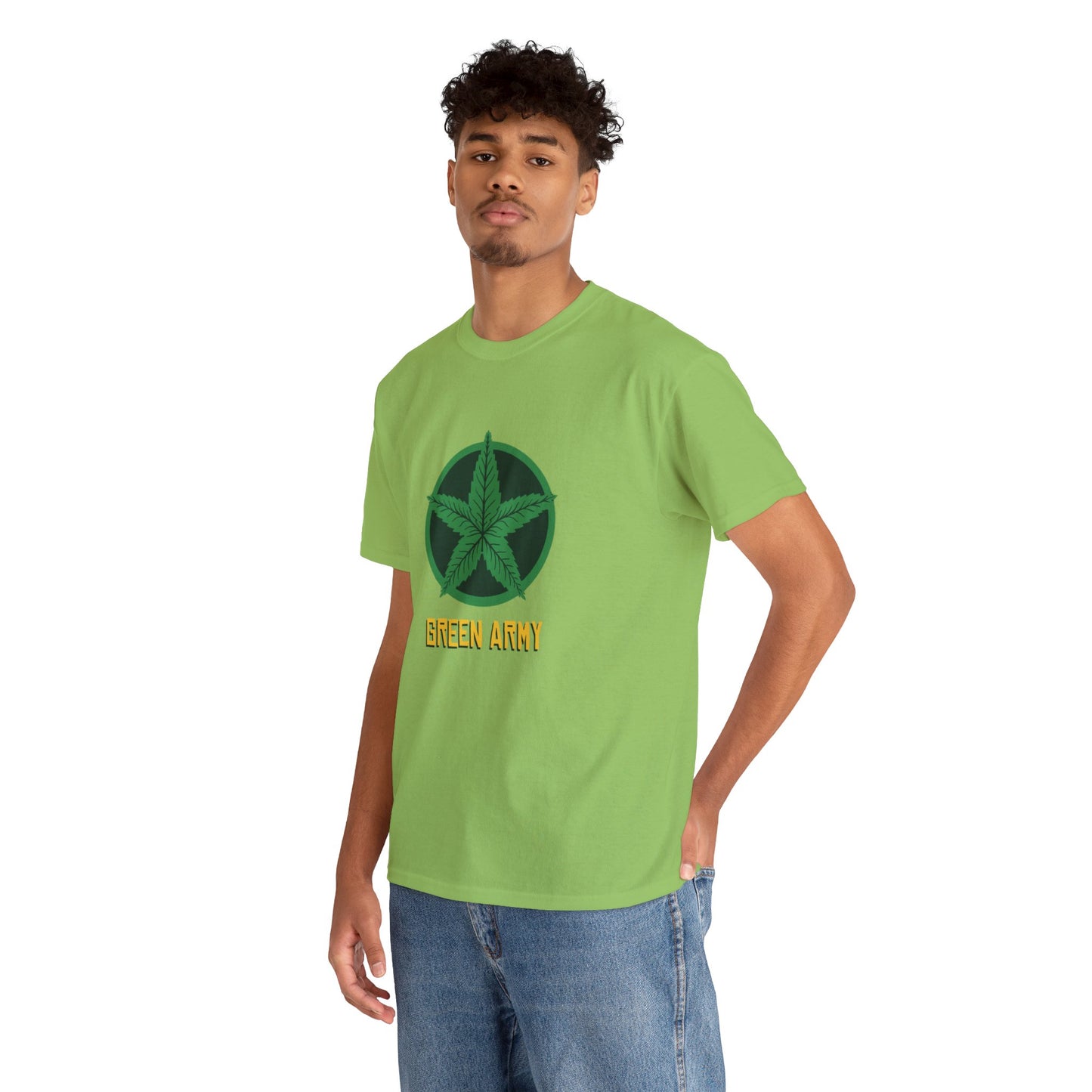 Green Army Star Logo Unisex Heavy Cotton Tee