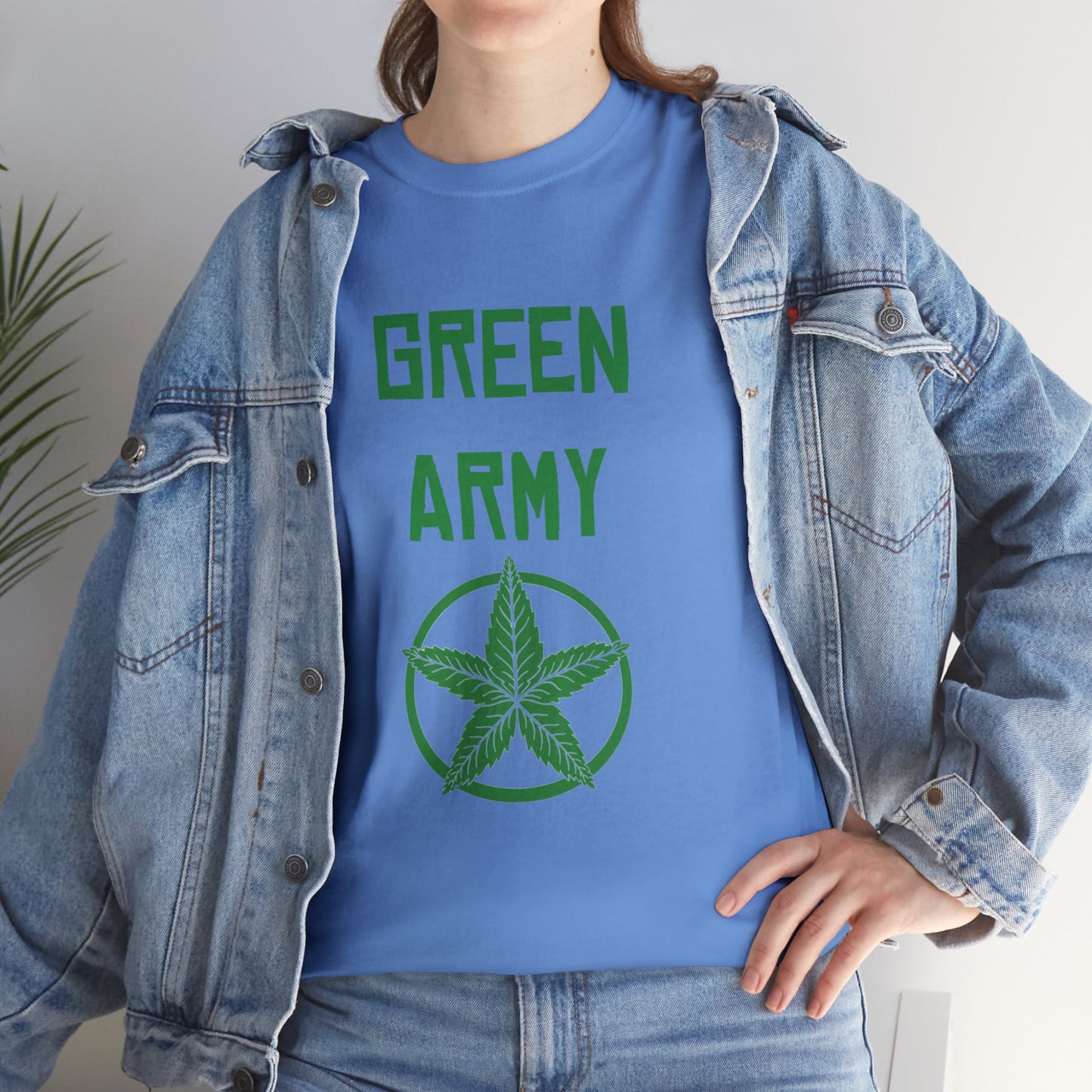 Green Army Star Leaf Unisex Heavy Cotton Tee