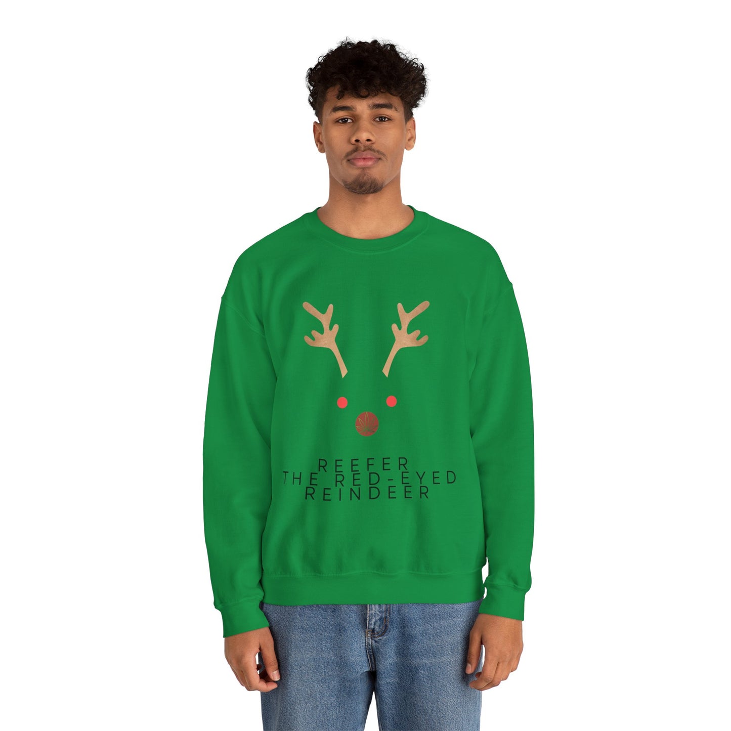 Red Eyed Reindeer Unisex Heavy Blend Crewneck Sweatshirt