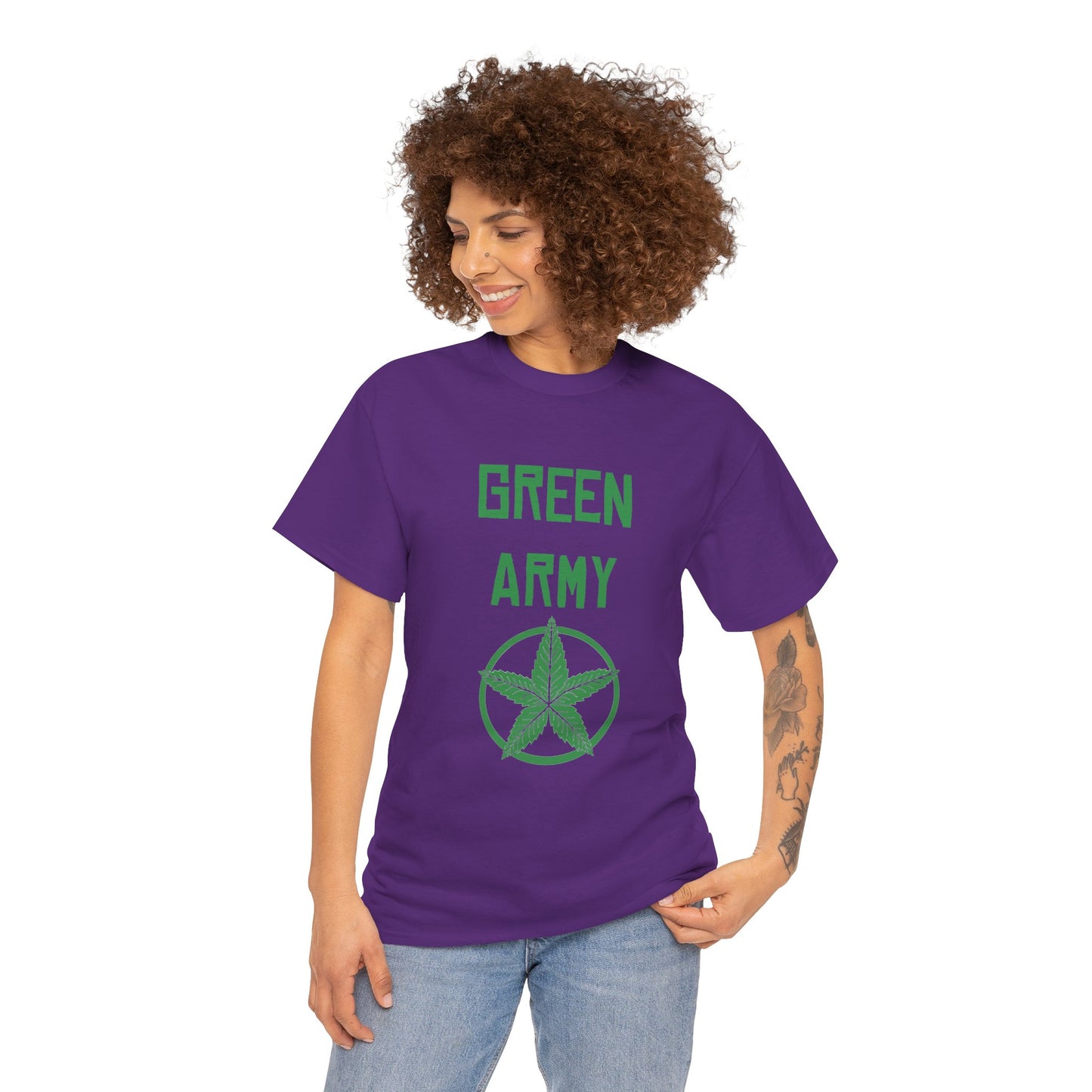 Green Army Star Leaf Unisex Heavy Cotton Tee