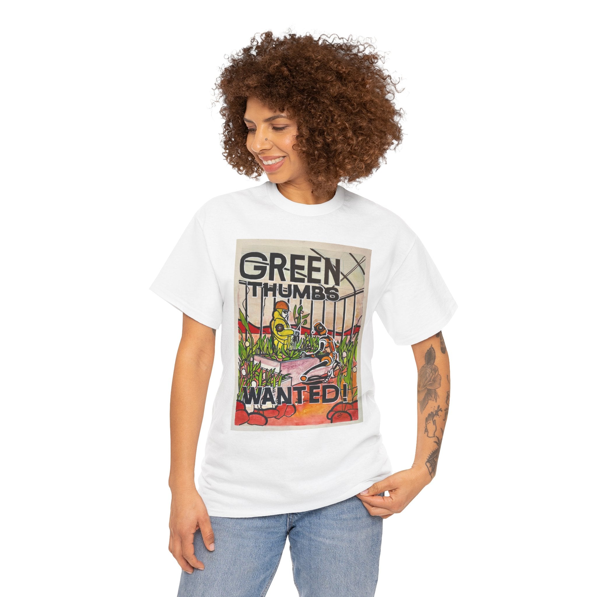 Martian Green Thumbs Unisex Heavy Cotton Tee