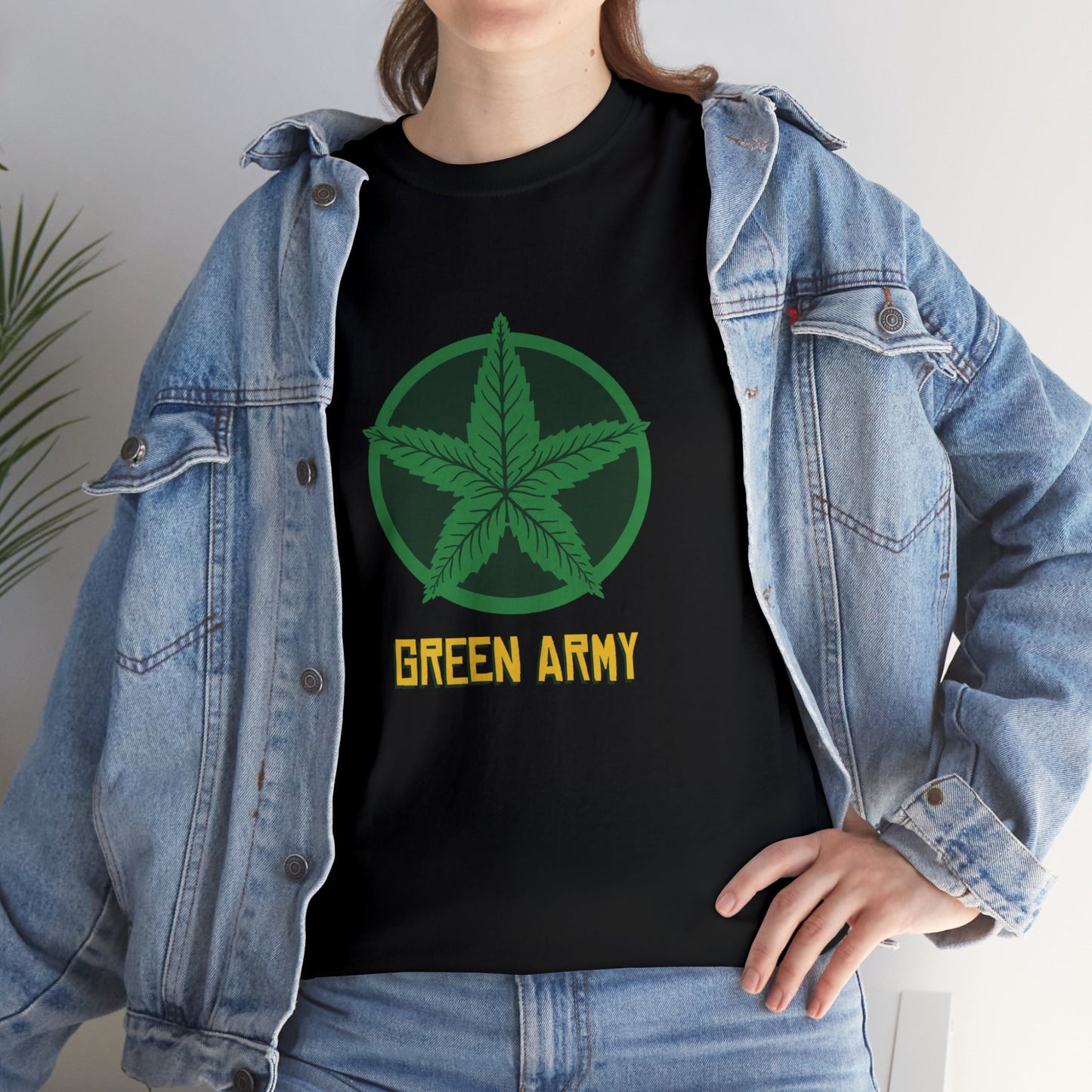 Green Army Star Logo Unisex Heavy Cotton Tee
