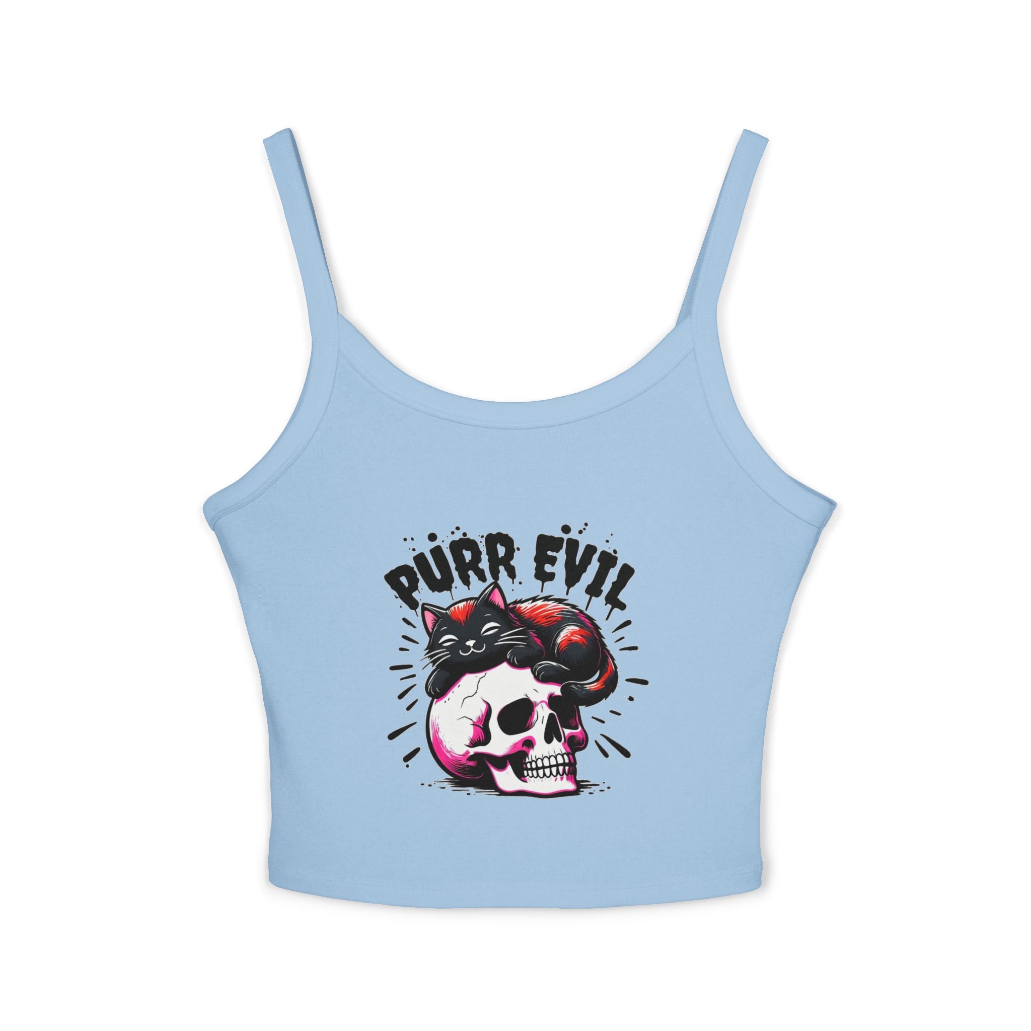Purr Evil Cat Graphic Women's Spaghetti Strap Tank Top