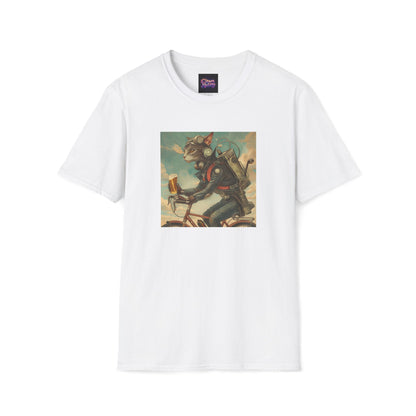 Cat Robot Bike Ride Unisex Softstyle T-Shirt