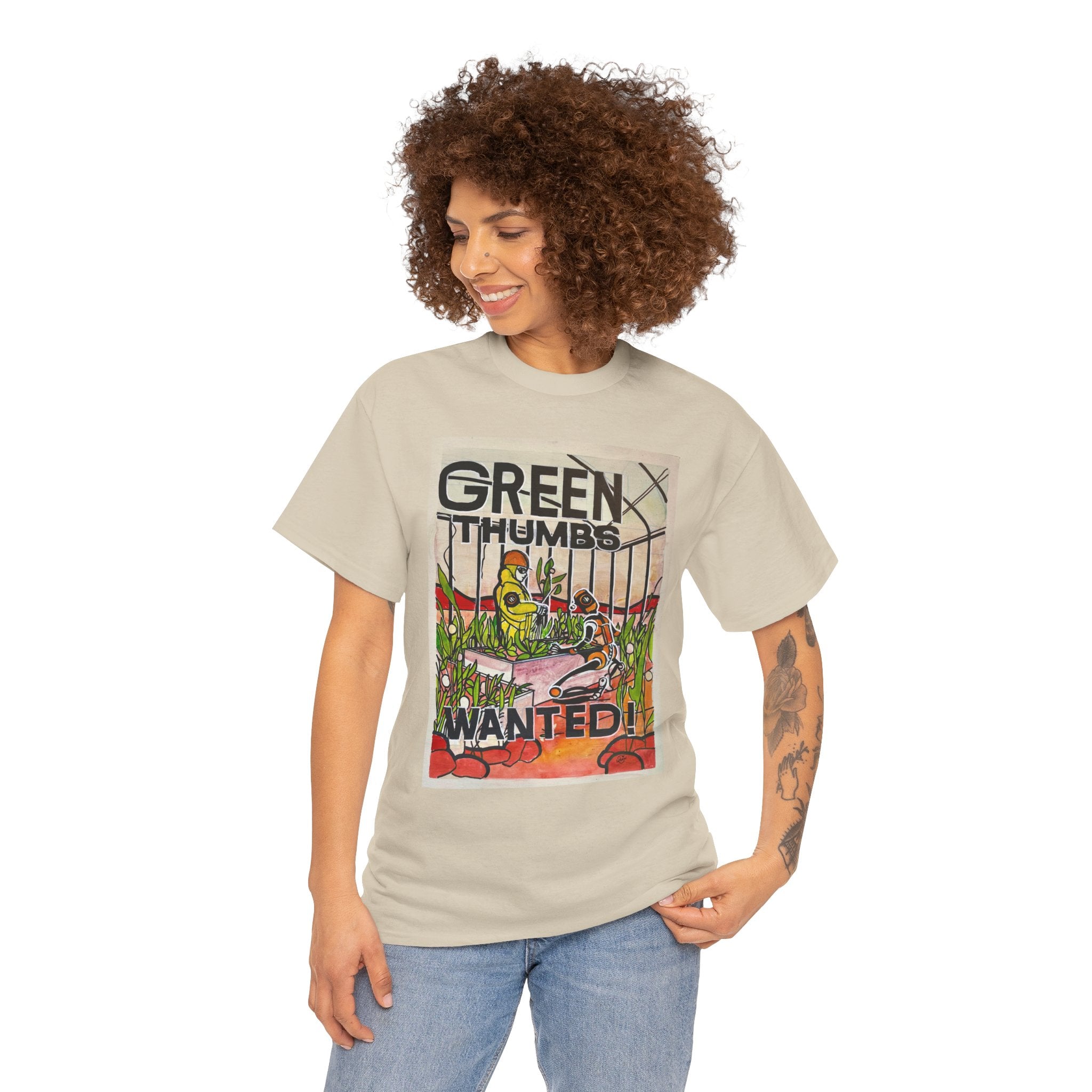 Martian Green Thumbs Unisex Heavy Cotton Tee