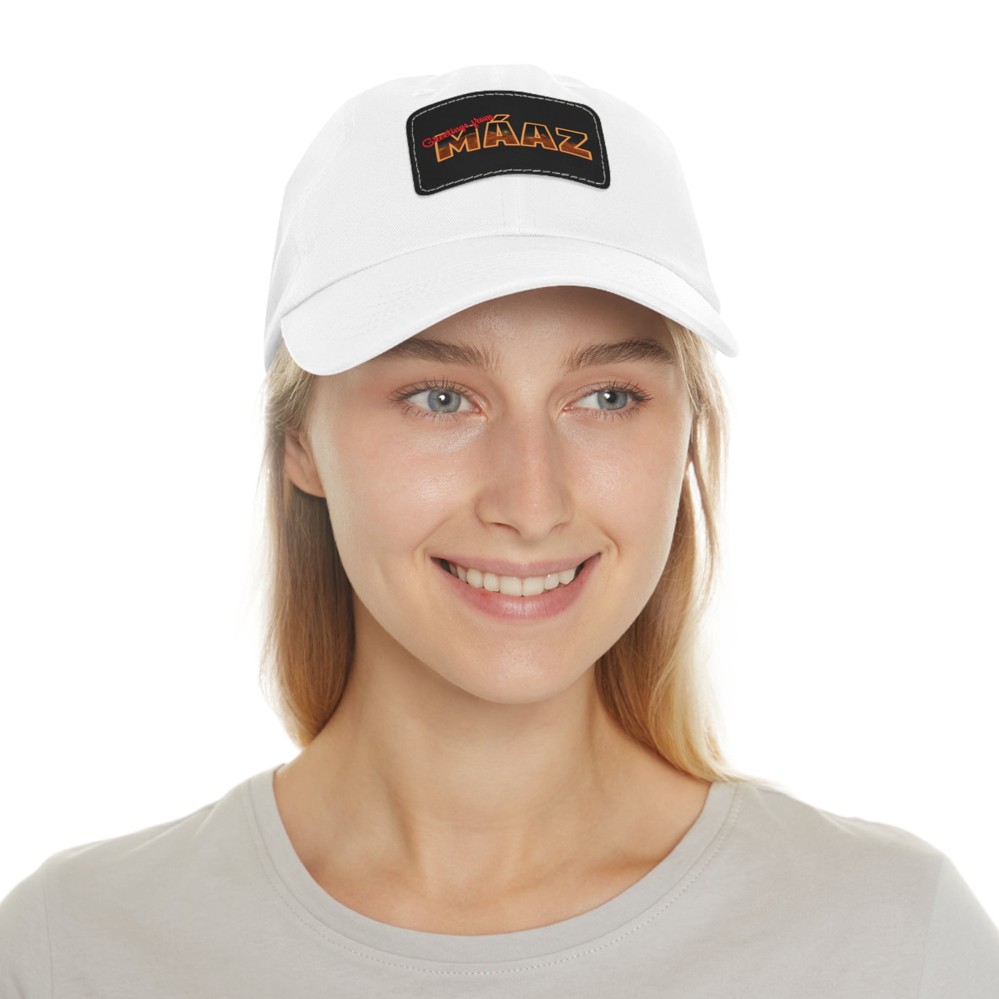 Greetings from Máaz Dad Hat with Leather Patch (Rectangle)