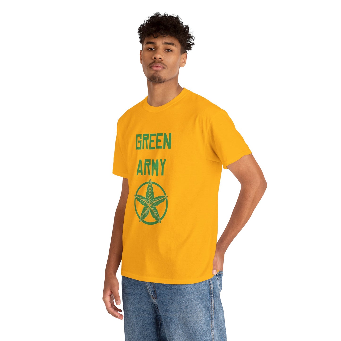 Green Army Star Leaf Unisex Heavy Cotton Tee