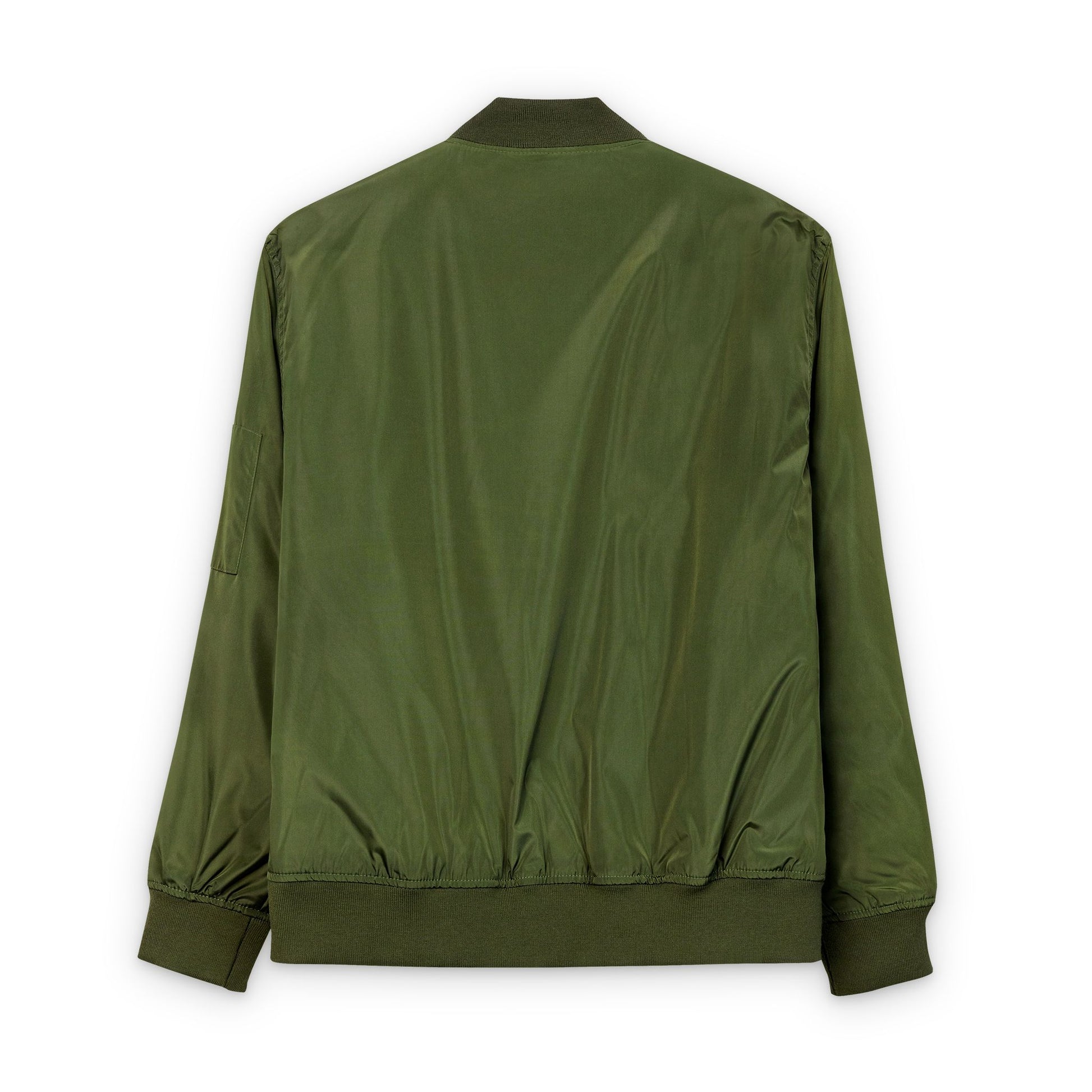 Green Army Star Embroidered Recycled Bomber Jacket - Eco-Friendly Style