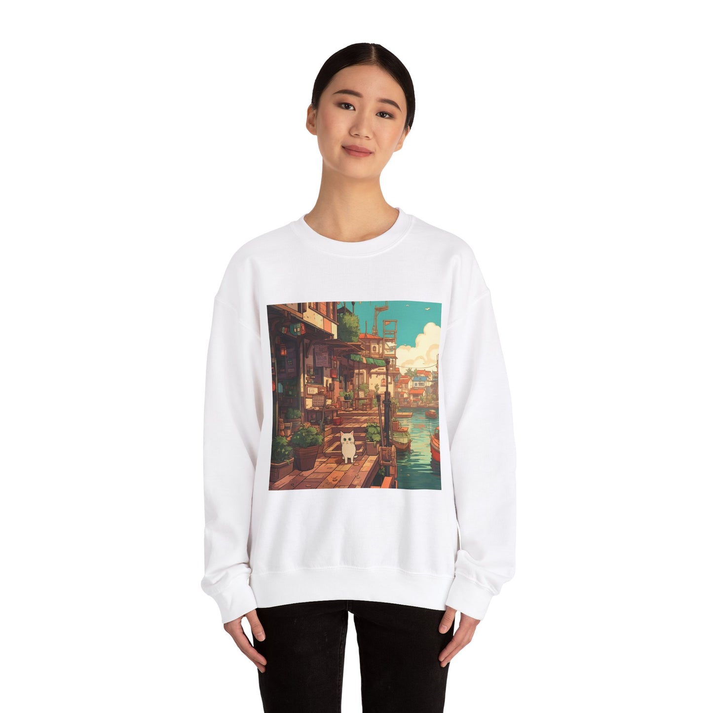 Studio Ghibli Style Cat Unisex Heavy Blend Crewneck Sweatshirt