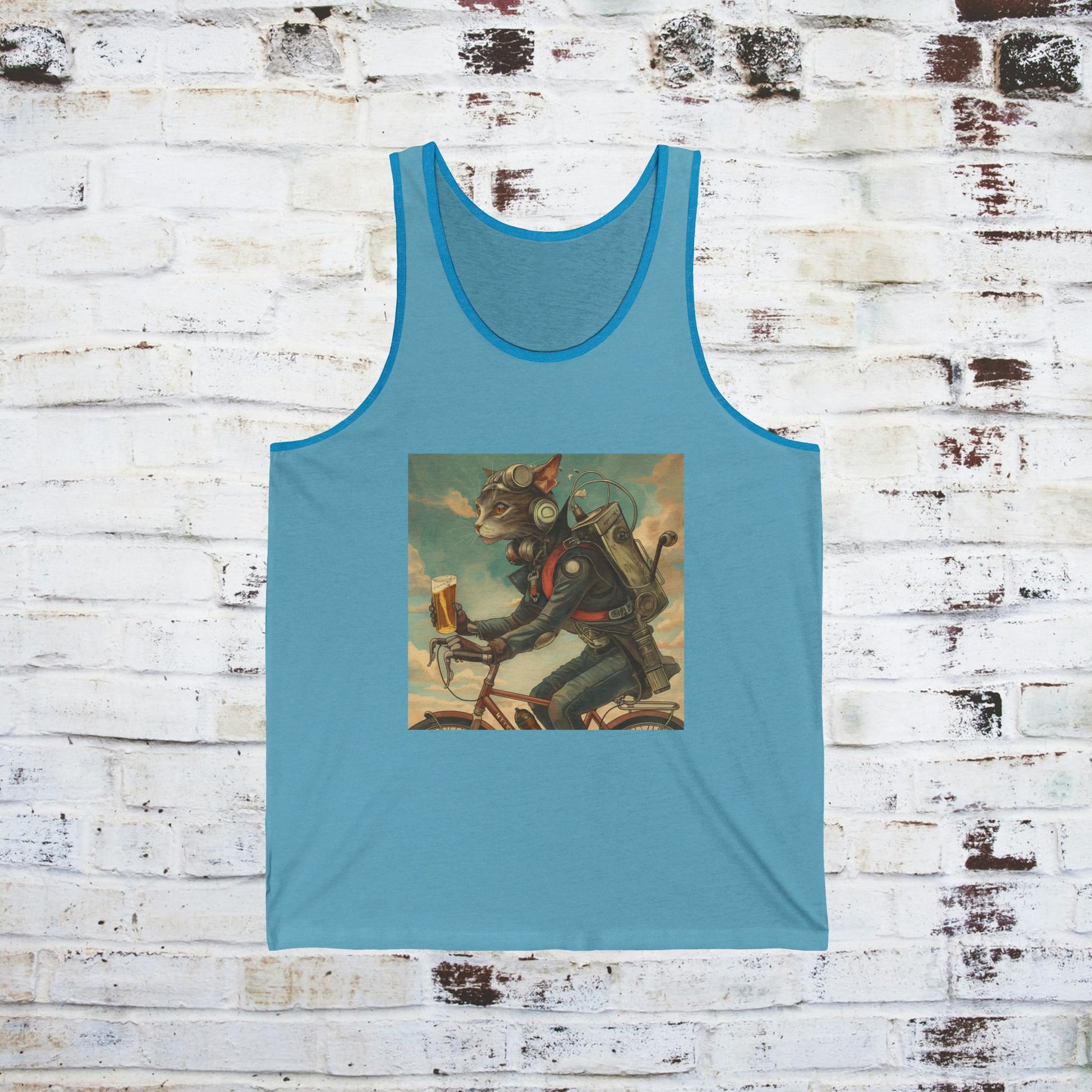 Cat Robot Bike Ride Unisex Jersey Tank