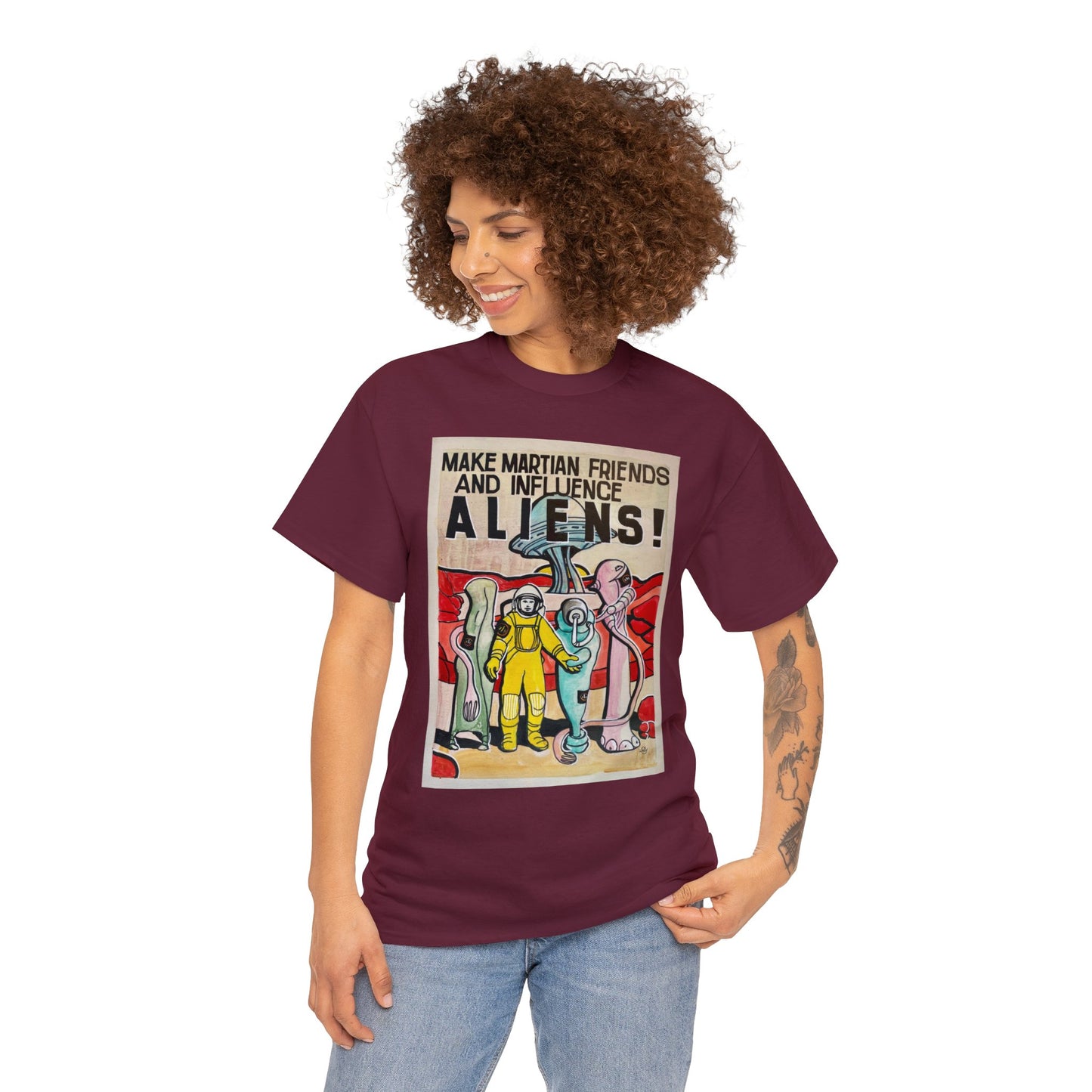 Mars Aliens Unisex Heavy Cotton Tee