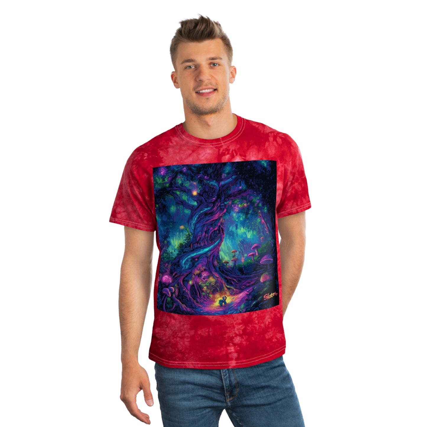 Skates Tree Tie-Dye Tee, Crystal