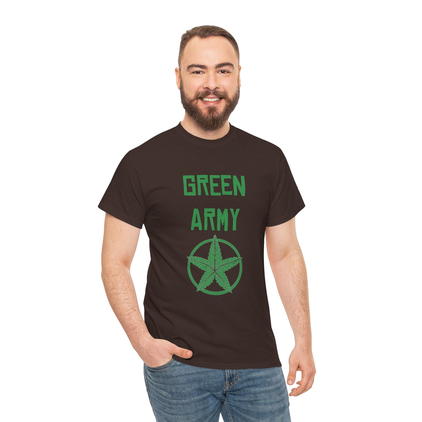 Green Army Star Leaf Unisex Heavy Cotton Tee