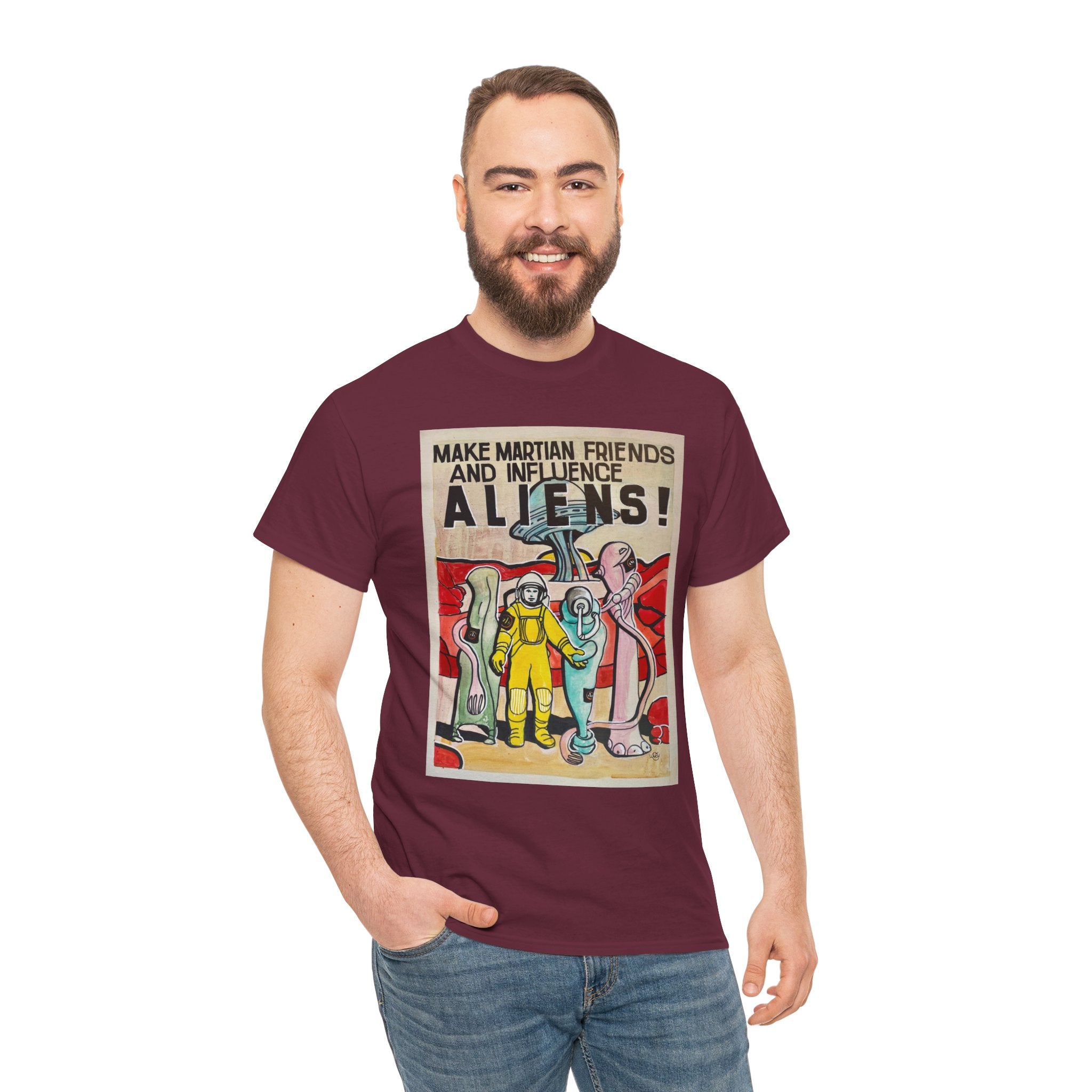 Mars Aliens Unisex Heavy Cotton Tee