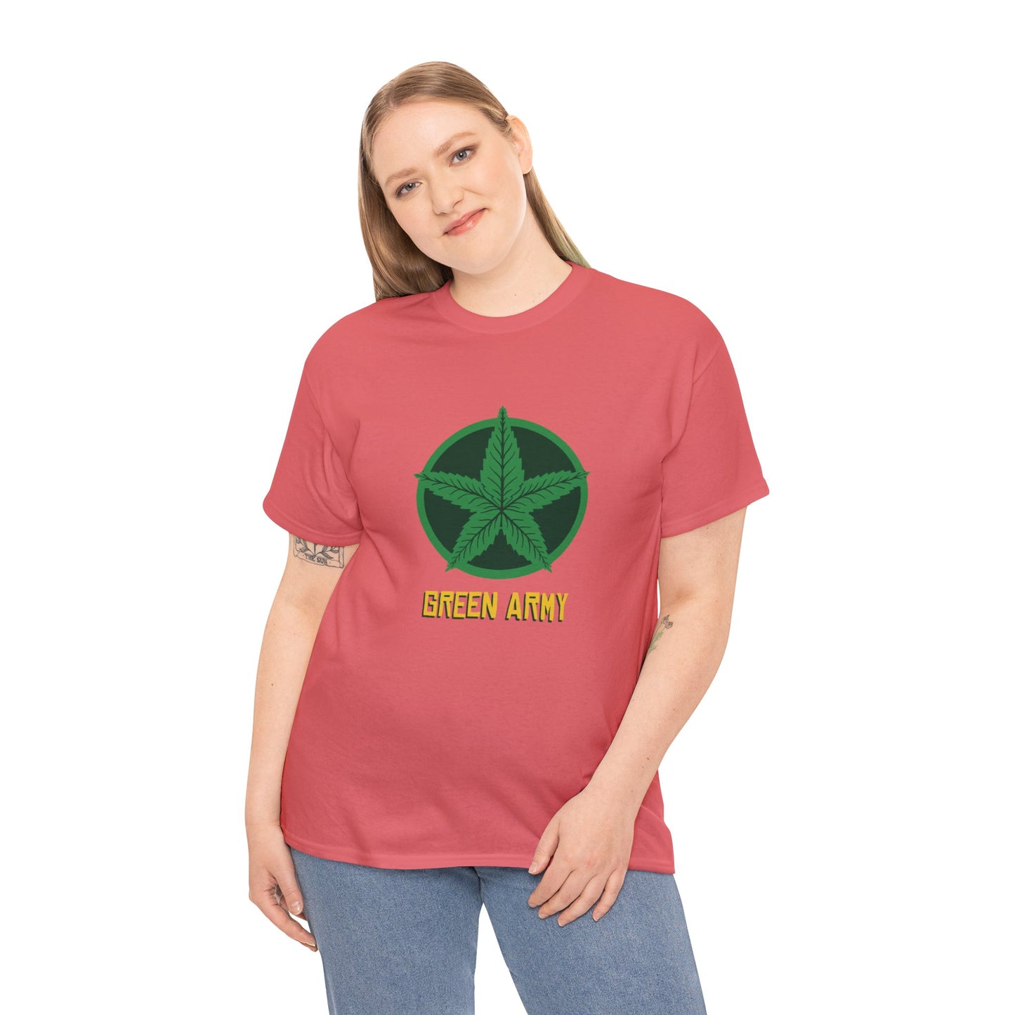 Green Army Star Logo Unisex Heavy Cotton Tee