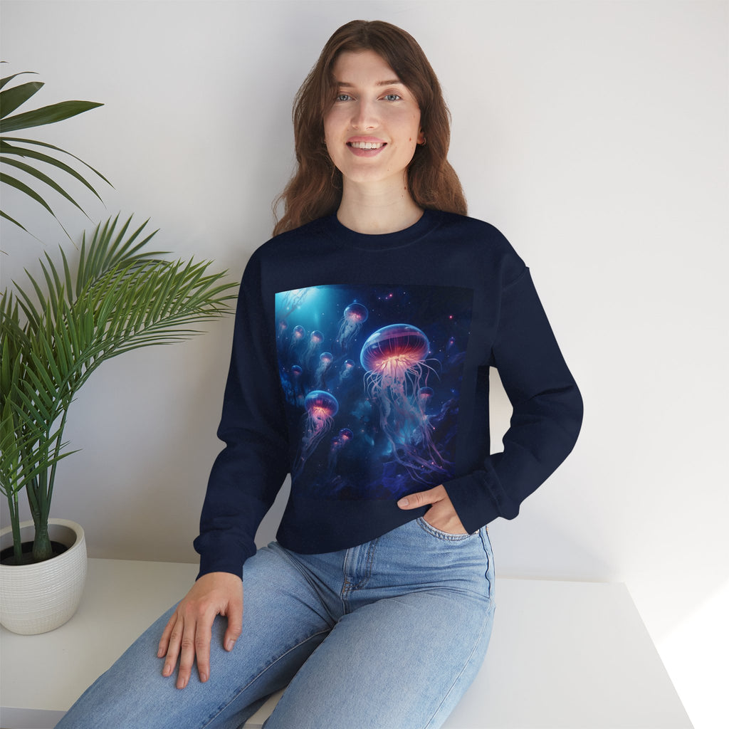 Jellyfish in Space Unisex Heavy Blend Crewneck Sweatshirt