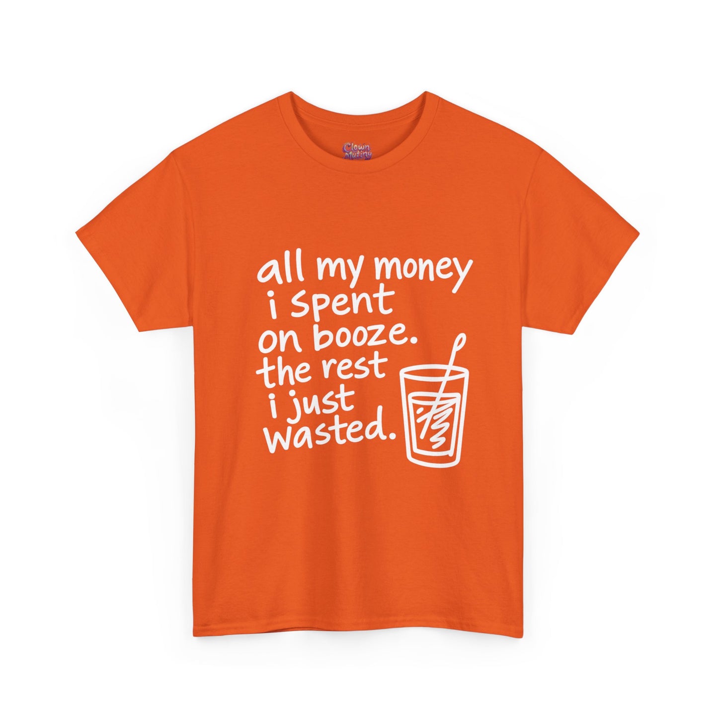 Humorous Alcohol Tee — "All My Money I Spent on Booze" Graphic T-Shirt
