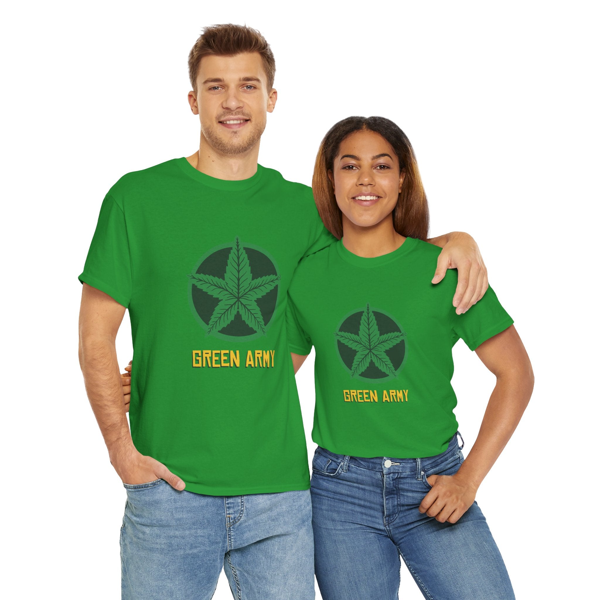 Green Army Star Logo Unisex Heavy Cotton Tee