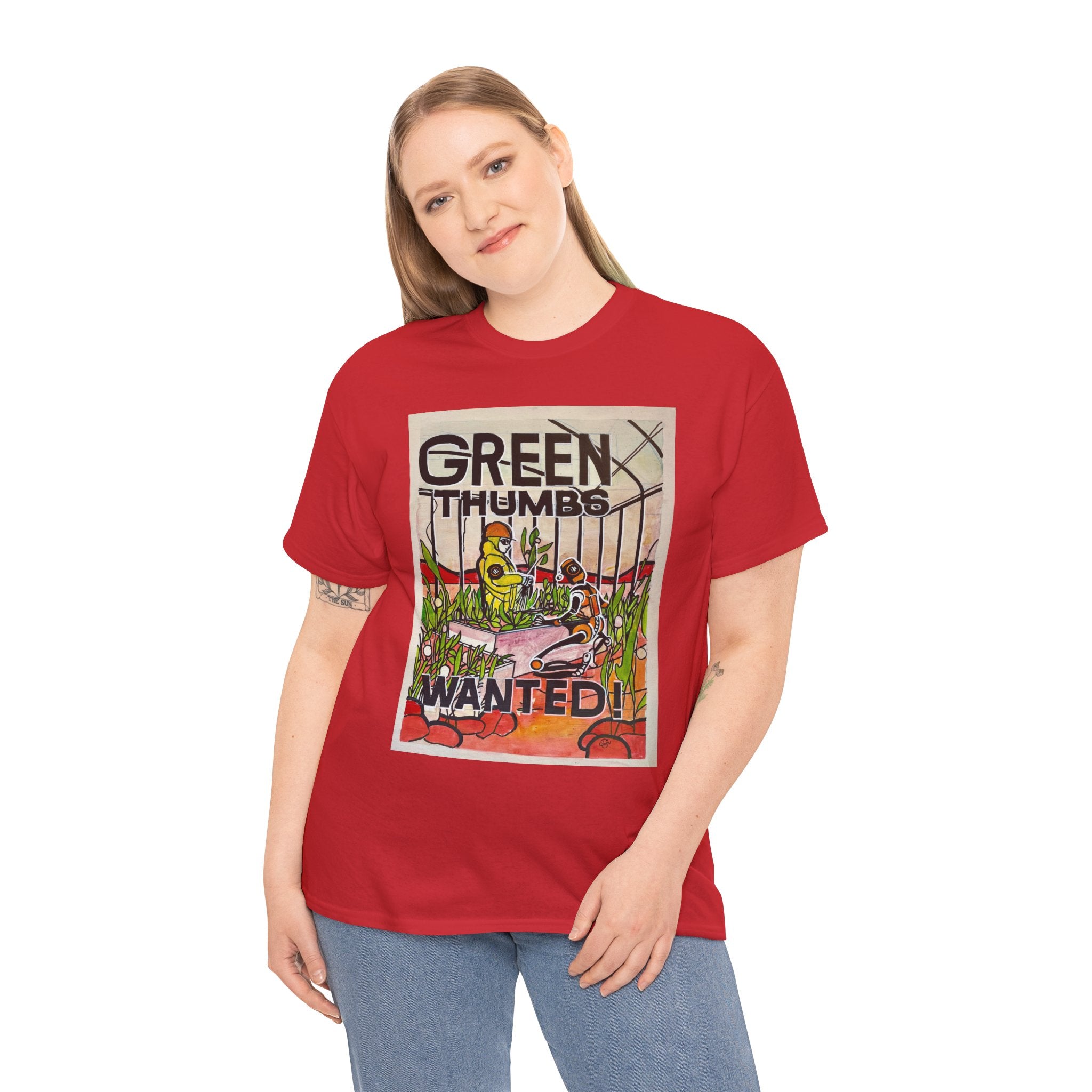Martian Green Thumbs Unisex Heavy Cotton Tee