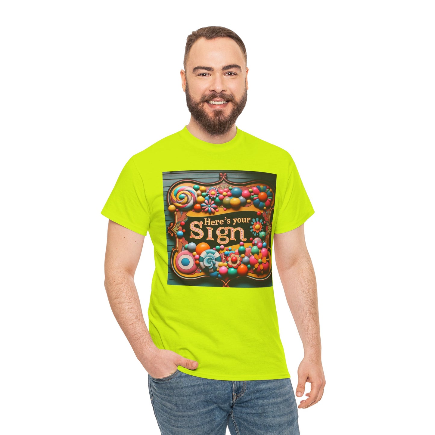 Here's Your Sign Unisex Heavy Cotton Tee - Fun and Colorful Graphic Tee for Everyday Wear